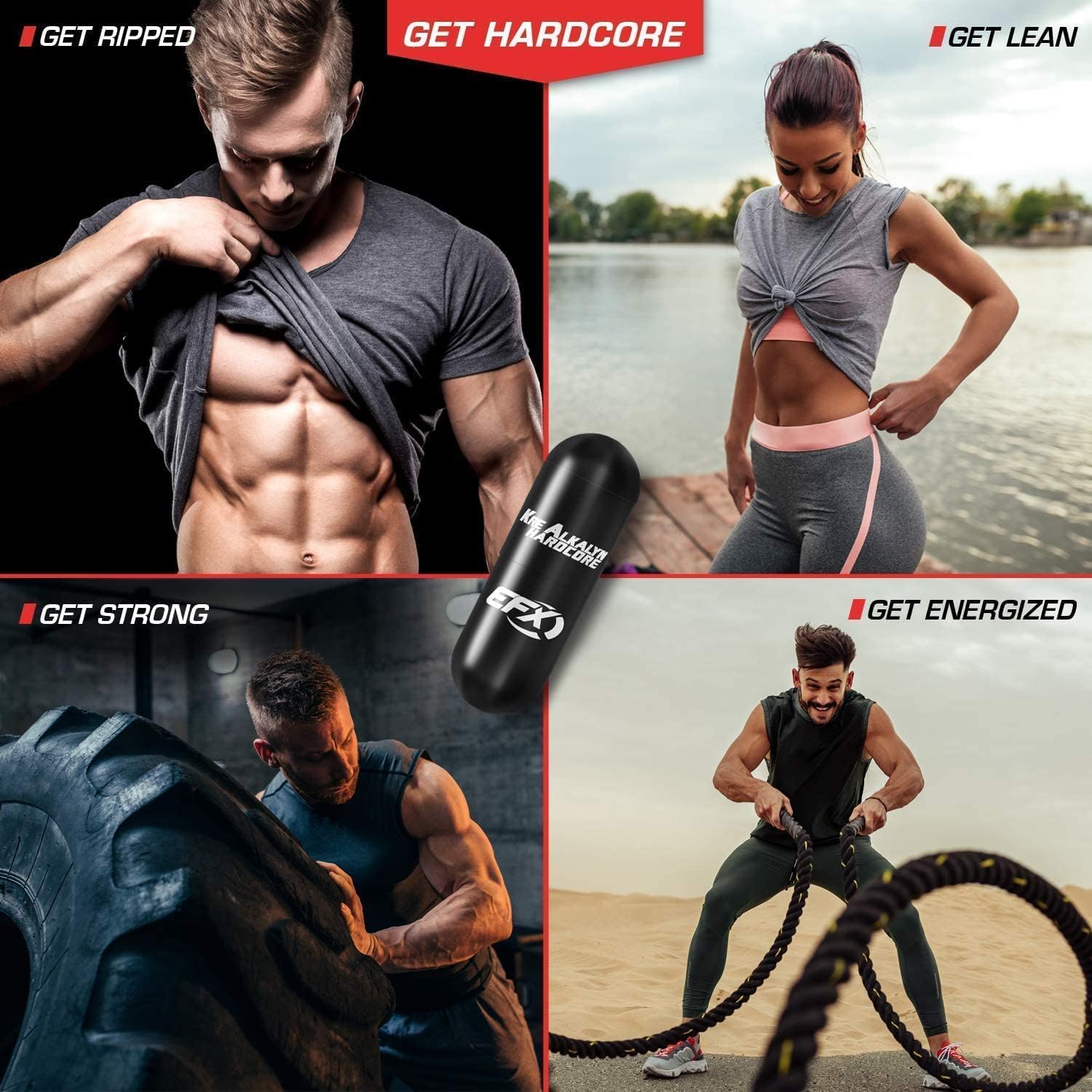 EFX Sports Kre Alkalyn Hardcore 120 Capsules - Premium Creatine Supplement for Muscle Growth & Strength | Pre-Workout & Post-Workout Recovery