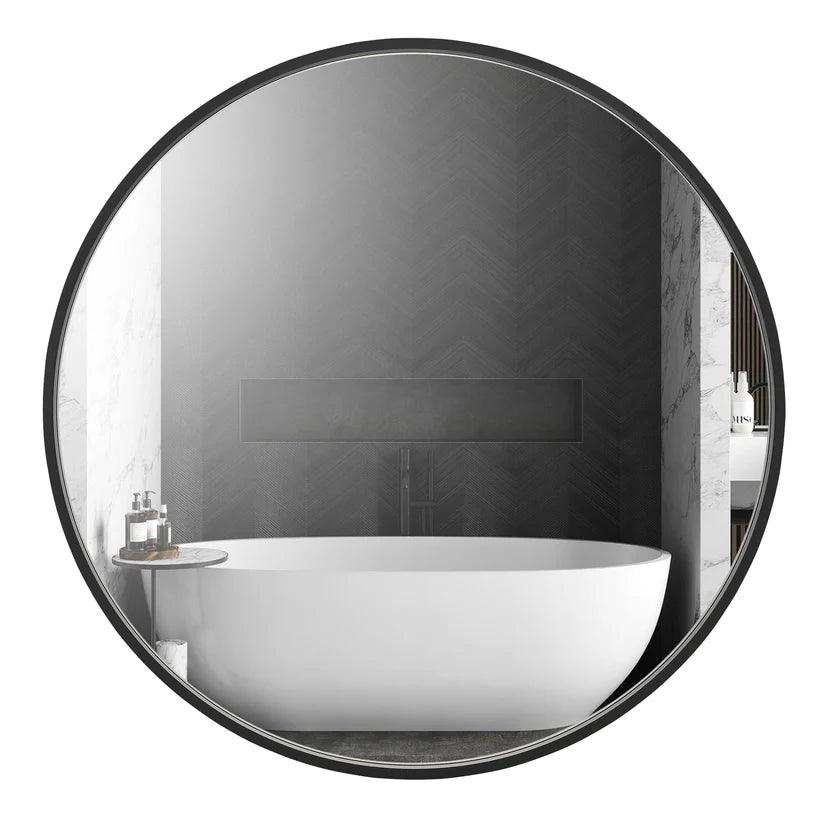 Sleek Modern Black Aluminum Framed Wall Mirror - Full Length Floor Mirror for Bedroom, Living Room & Entryway Decor