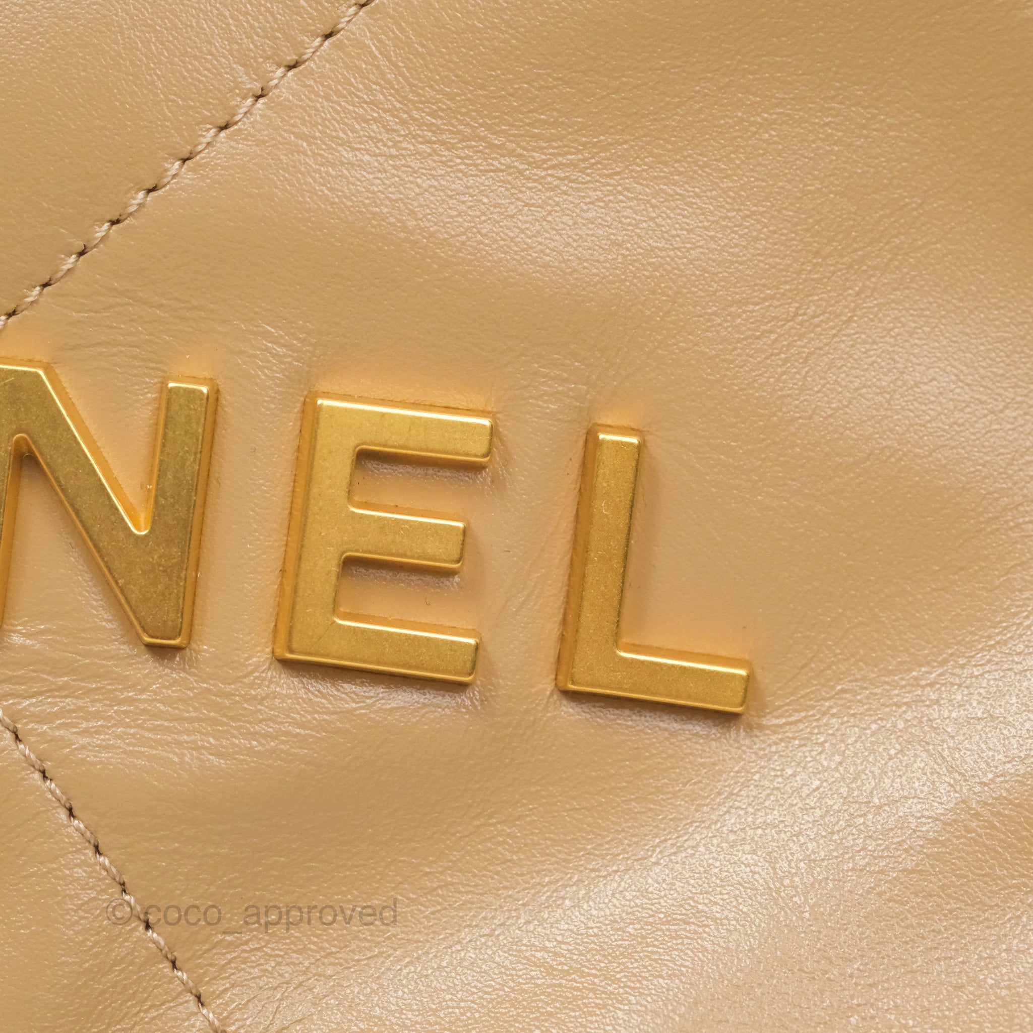 Chanel 22 Mini Bag in Beige | Shiny Crumpled Calfskin Leather | Luxury Crossbody Purse for Women | Perfect for Date Night & Evening Events