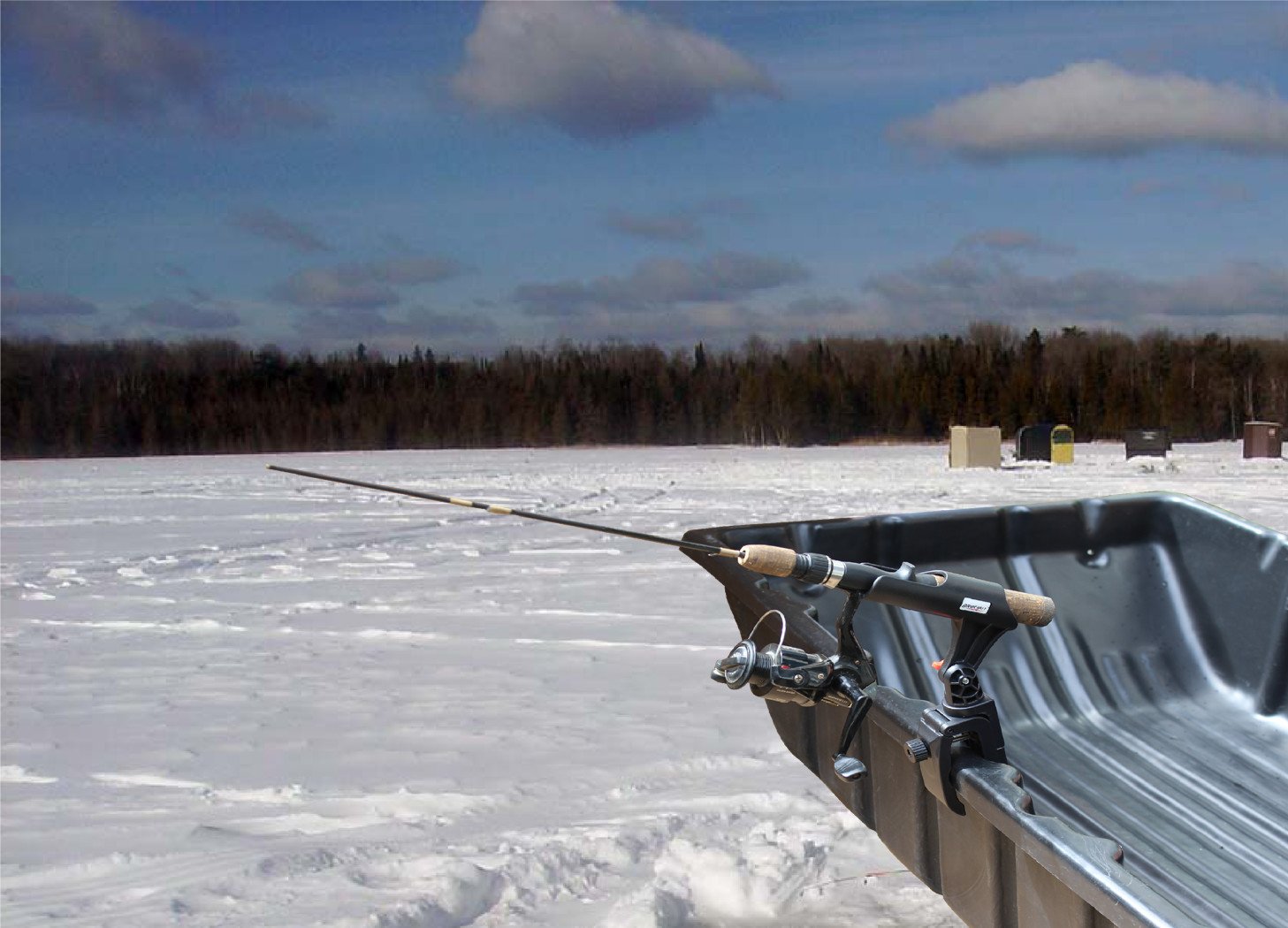 BroCraft Ice Fishing Bucket & Sled Rod Holder - Portable Shelter Rod Holder for Ice Anglers - Perfect for Winter Fishing Trips and Ice Shelter Setups
