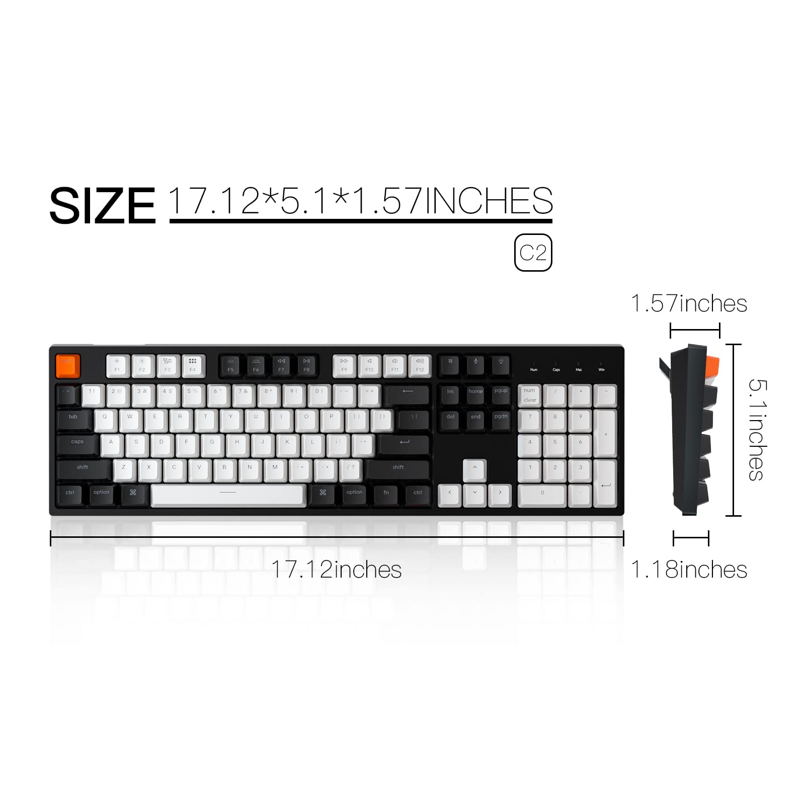 Keychron C2 Wired Mechanical Keyboard for Mac/Windows - Gateron G Pro Red Switch, Hot-Swappable, White Backlight - Perfect for Gaming & Office Work
