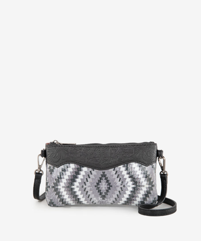 Montana West Sequined Aztec Mini Crossbody Purse for Women | Stylish Boho Handbag with Rhinestone Details | Perfect for Parties, Travel & Everyday Use