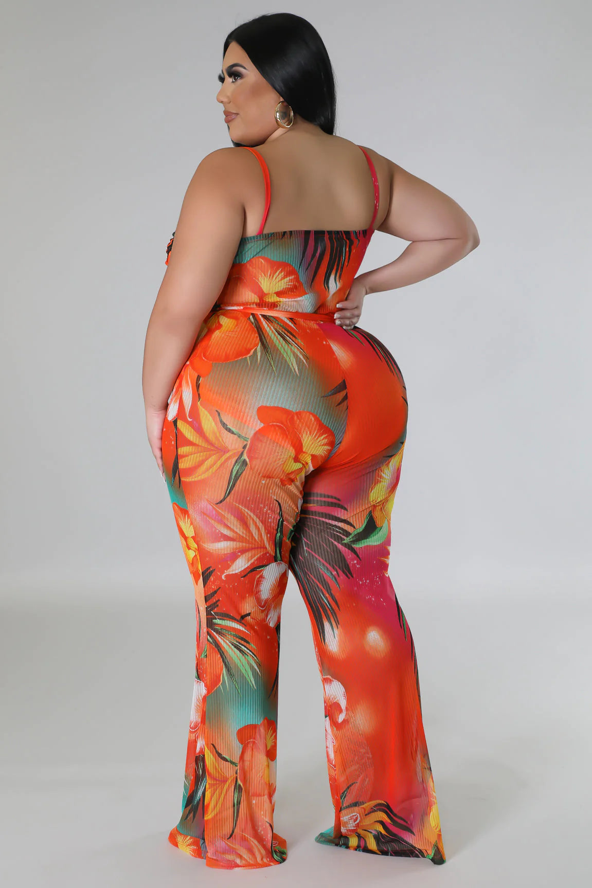 Meribella Tropical Print Jumpsuit for Women - Flattering Curve Fit, Summer Beach Vacation Outfit, Boho Chic Style