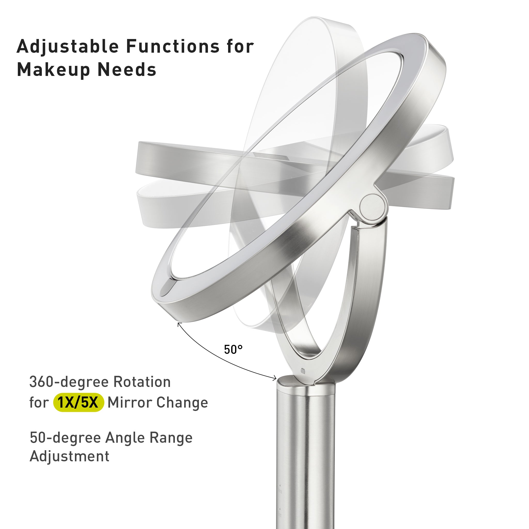 iMira Pro 8 1X/5X Magnification Double-Sided Sensor Mirror - Dark Gray | Professional Makeup & Skincare Tool for Precise Application | Perfect for Home, Salon & Travel Use