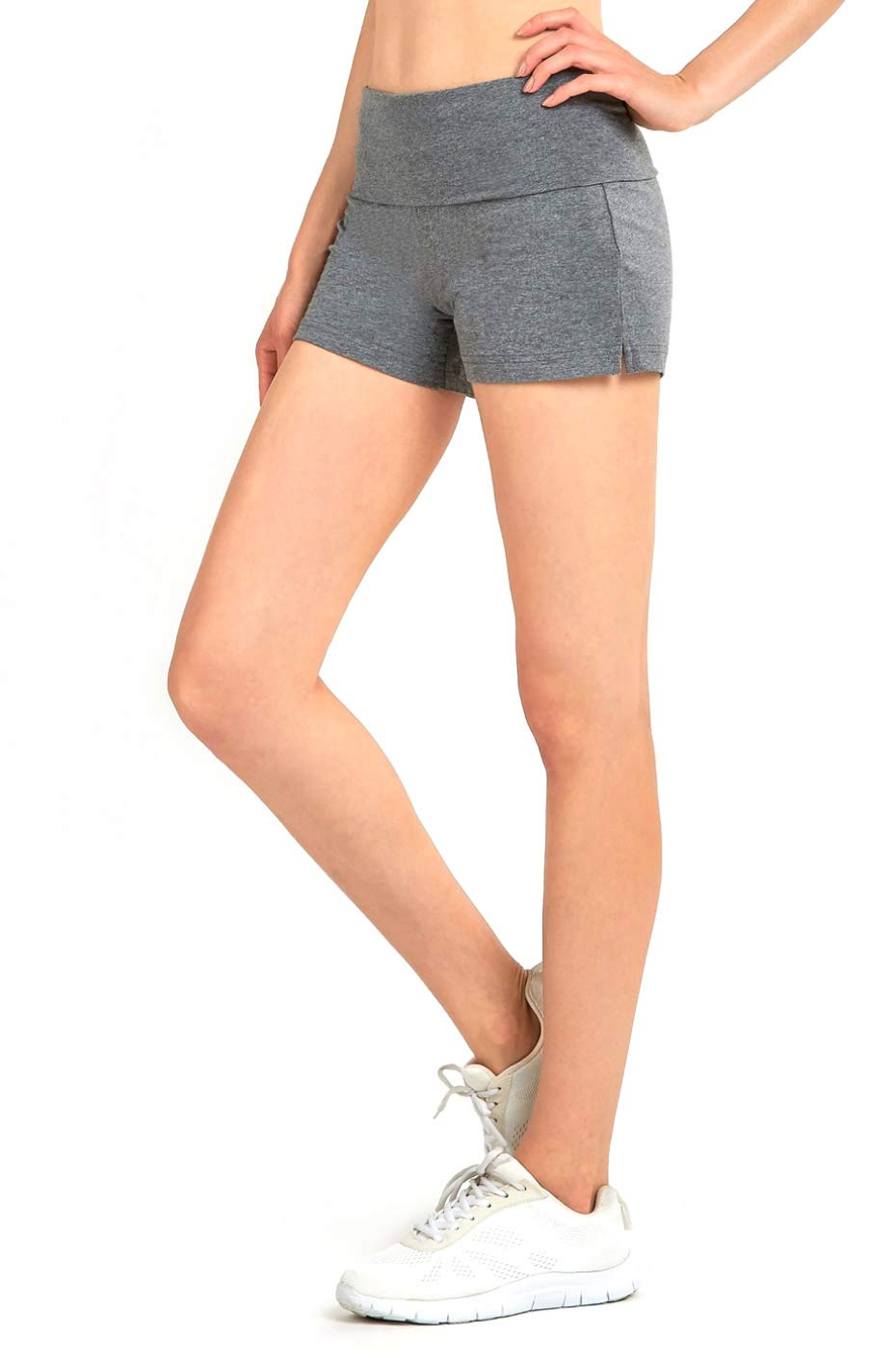 SERENITA High Waist Workout Shorts for Women - Tummy Control Athletic Running Pants with Foldover Waistband - Perfect for Gym, Yoga, Cycling & Lounge Wear