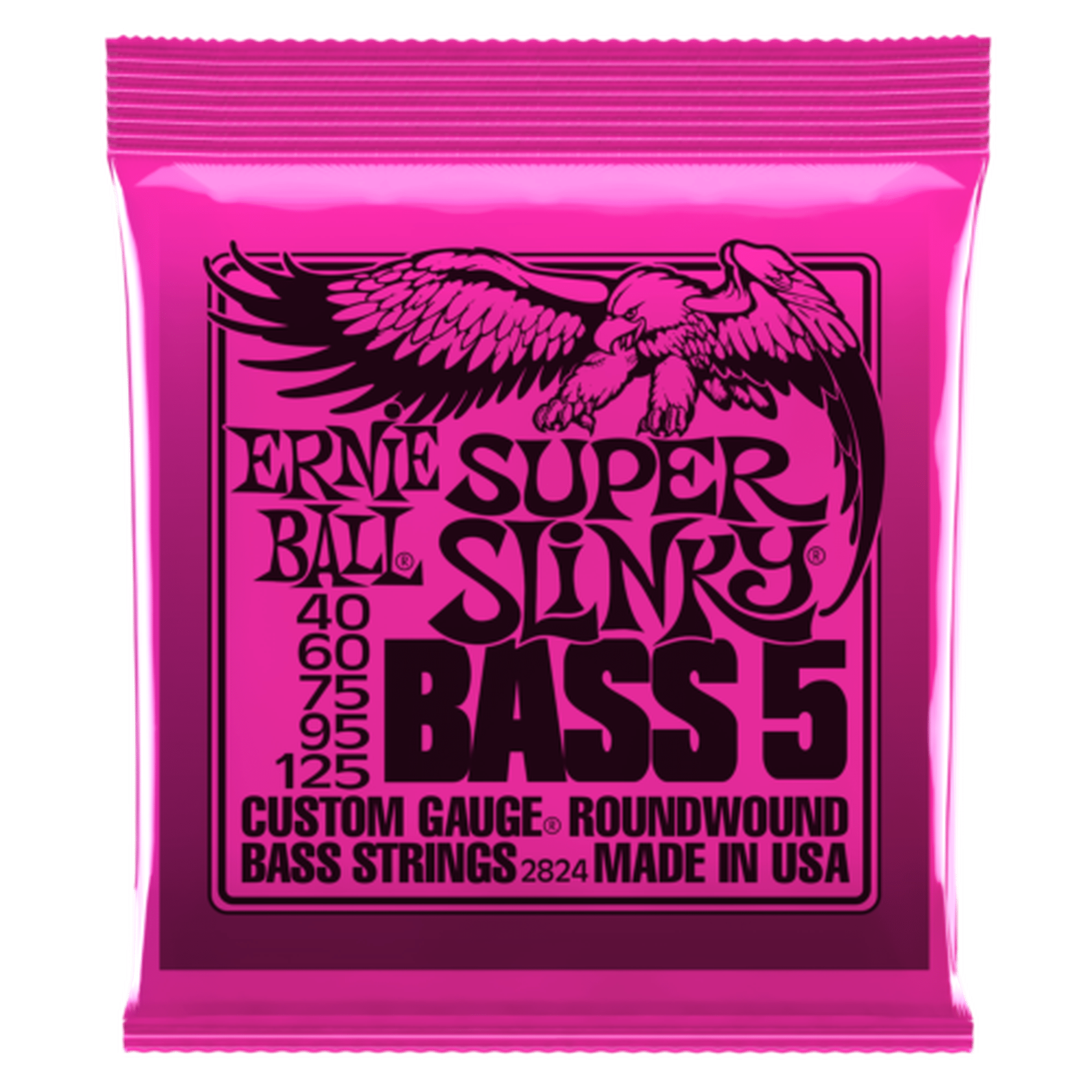 Ernie Ball Super Slinky 5-String Bass Guitar Strings (40-125 Gauge) - Perfect for Rock, Metal & Studio Recording