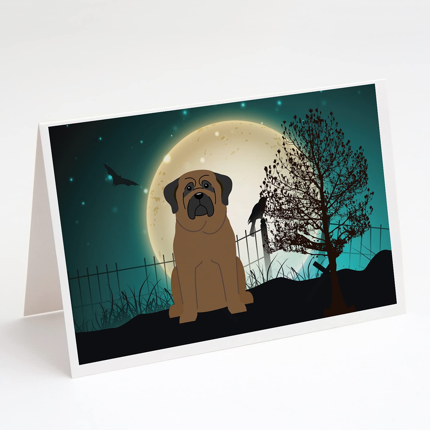 Halloween Scary Bullmastiff Greeting Cards - Pack of 8 Blank A7 Note Cards with Envelopes (5x7 inches) | Whimsical Dog-Themed Stationery for Halloween Parties, Spooky Gift Giving & Seasonal Correspondence