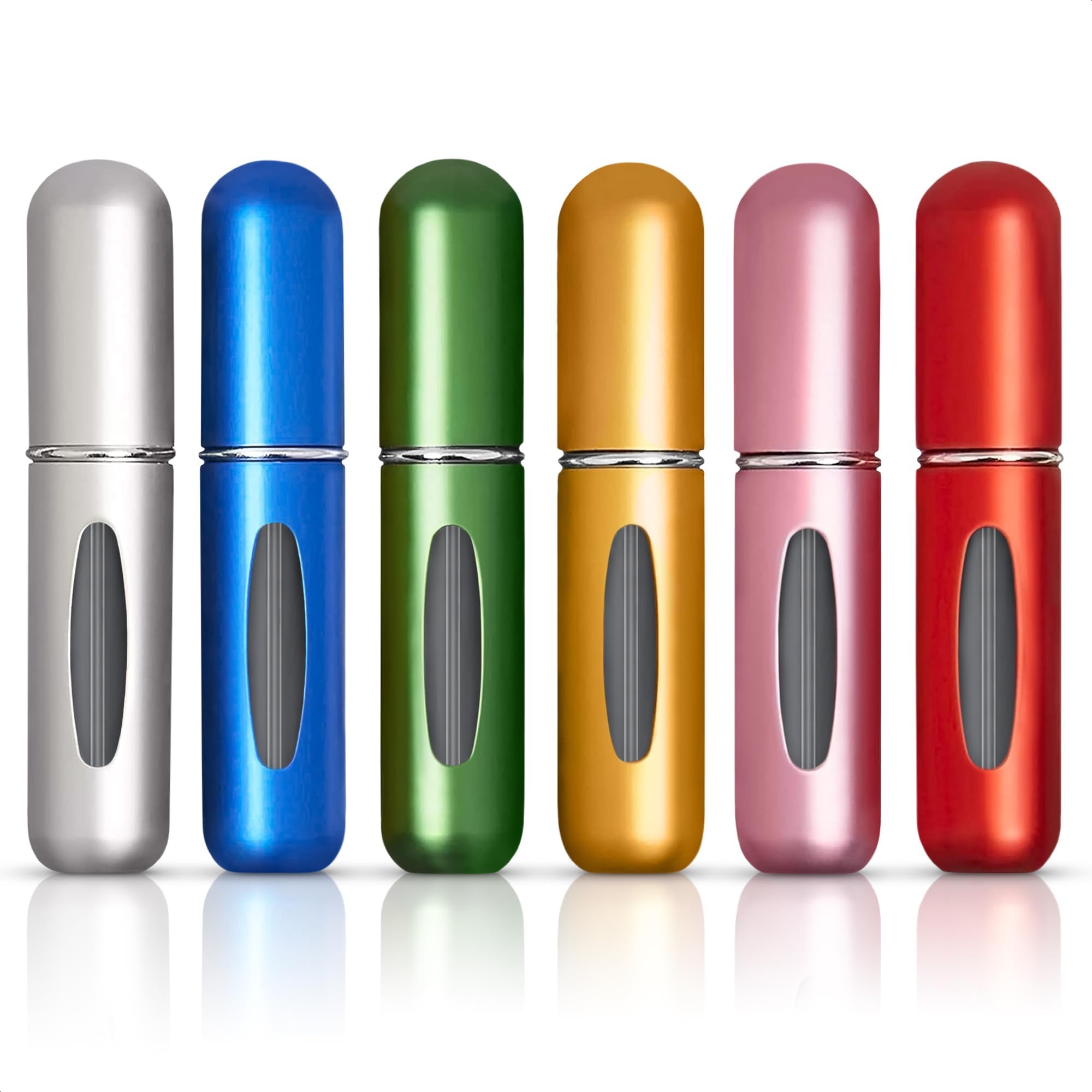 6Pcs Mini Refillable Travel Perfume Bottles - Portable Cologne Spray Atomizer for Women & Men, Leakproof Empty Perfume Containers for Airplane Carry On, Gym Bag, Purse & Vacation Toiletries Accessories