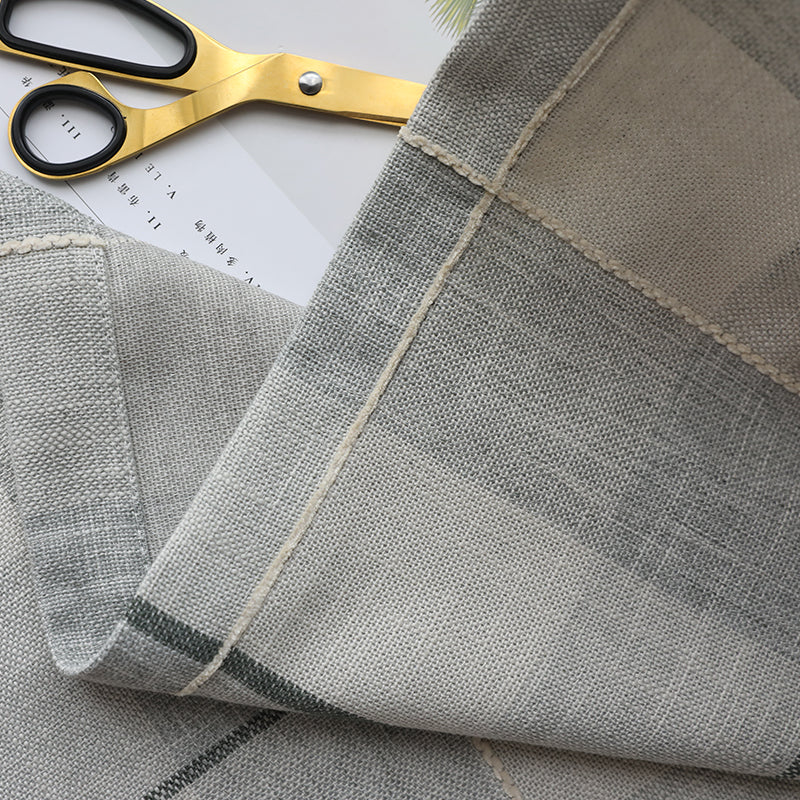 Remy Grey Stripe Gingham Blackout Curtains - Custom Size Room Darkening Window Treatment for Bedroom, Living Room & Nursery