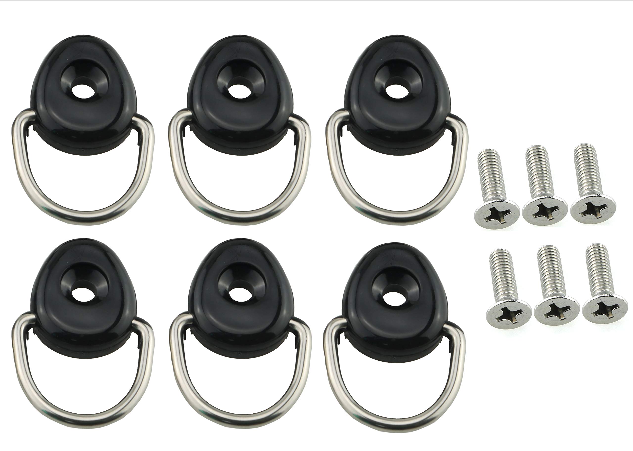 HJ Garden 6 Sets Kayak Fishing Rigging Round D-Ring Buckle Elastic Rope Pull Buckle - Durable Marine Hardware for Fishing Boats, Surfboards & Kayaks - Perfect for Kayak Backrests, Fishing Gear & Water Sports Accessories