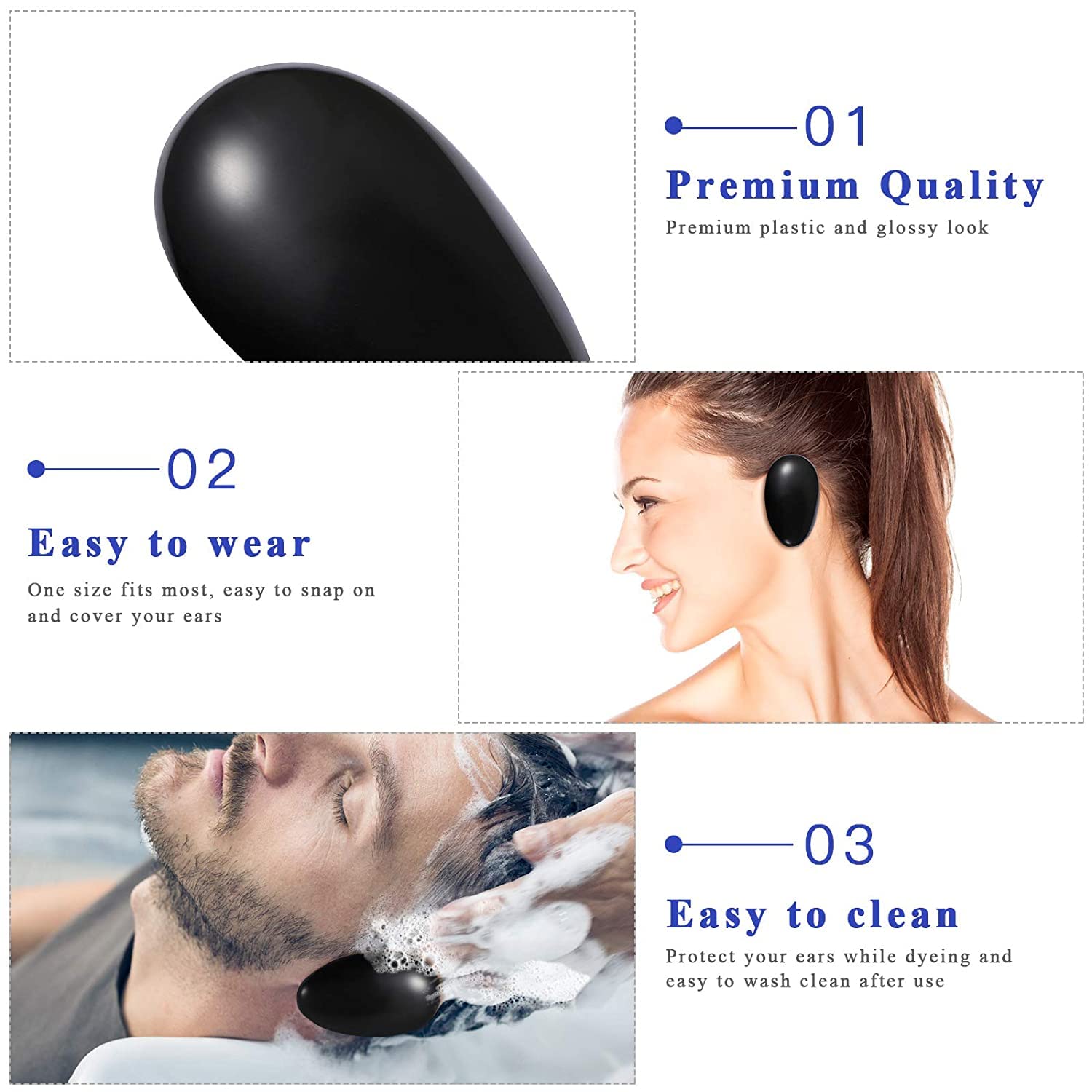 Bella Faccia Waterproof Silicone Hair Dye Earmuffs - 5 Pairs of Reusable Ear Protectors for Hair Coloring, Barber, Salon, Spa & Home Use - Perfect for Hair Treatments, Showering & Beauty Services