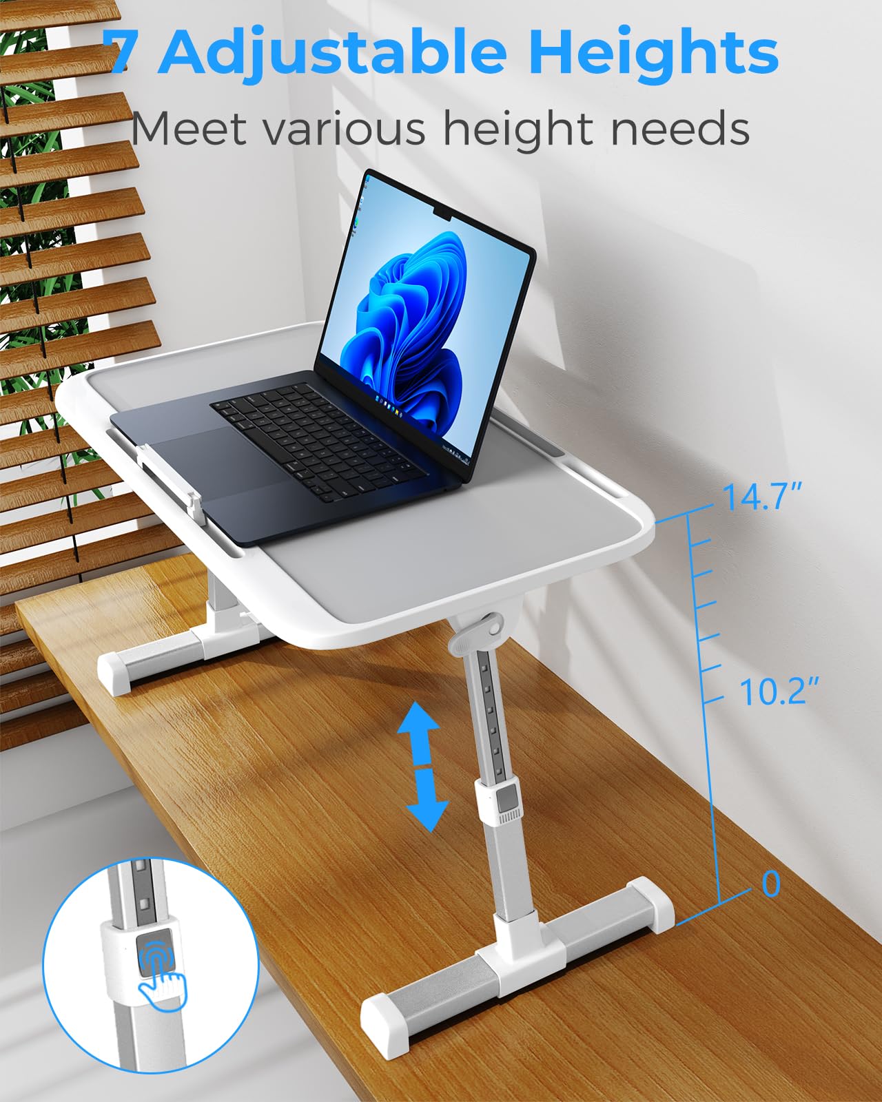 Adjustable Laptop Bed Table - Foldable & Sturdy Laptop Desk for Bed, Couch, Floor - Premium Materials, Height & Angle Adjustable (23.6