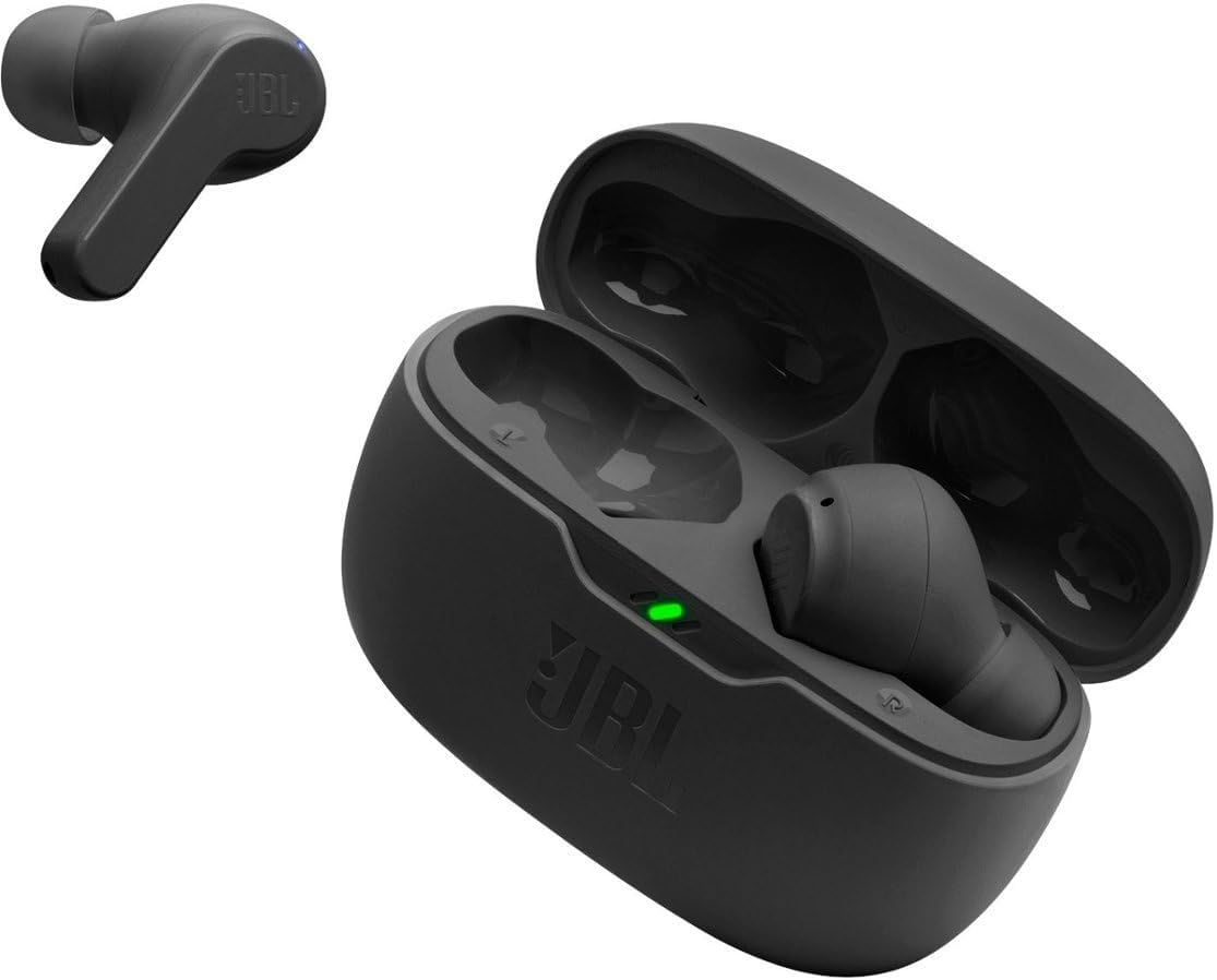 JBL Vibe Beam True Wireless Bluetooth Earbuds - Black (Renewed Like New) | Noise Cancelling, 32H Playtime, IP54 Waterproof for Gym, Running & Travel