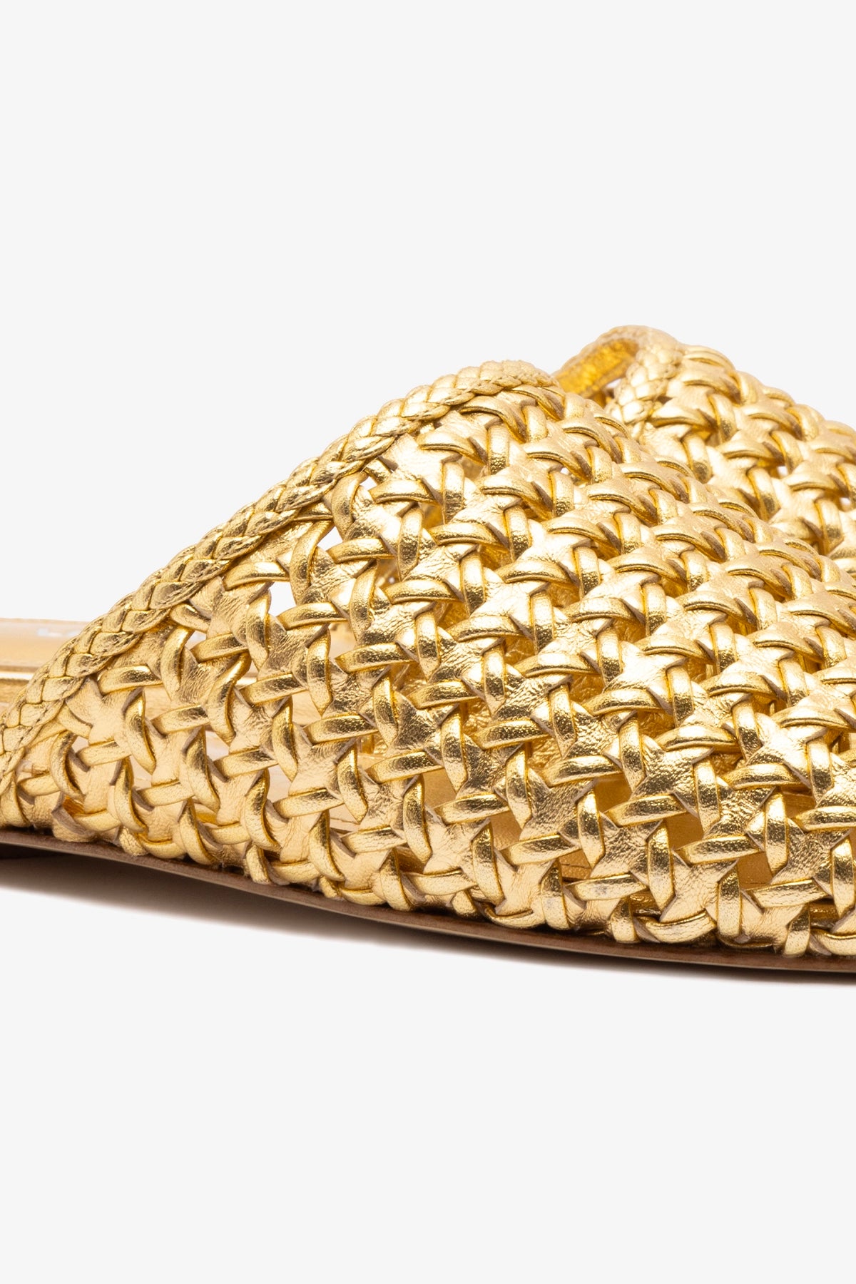 Venice Gold Metallic Leather Macrame Flat Mules - Comfortable Bohemian Style Slip-On Shoes for Women, Perfect for Beach, Vacation and Summer Outfits