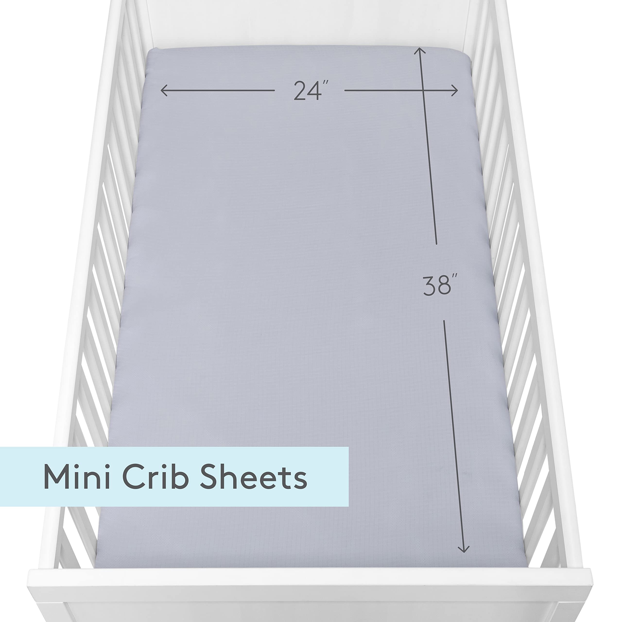 Organic Muslin Cotton Mini Crib Sheets 2-Pack - Ultra Soft & Breathable Baby Bedding for 24