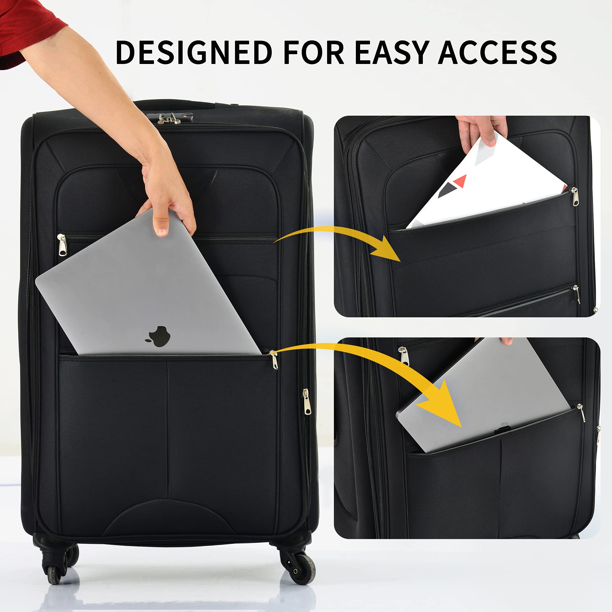 Merax 3-Piece Expandable Softside Luggage Set with Spinner Wheels & TSA Lock - 22