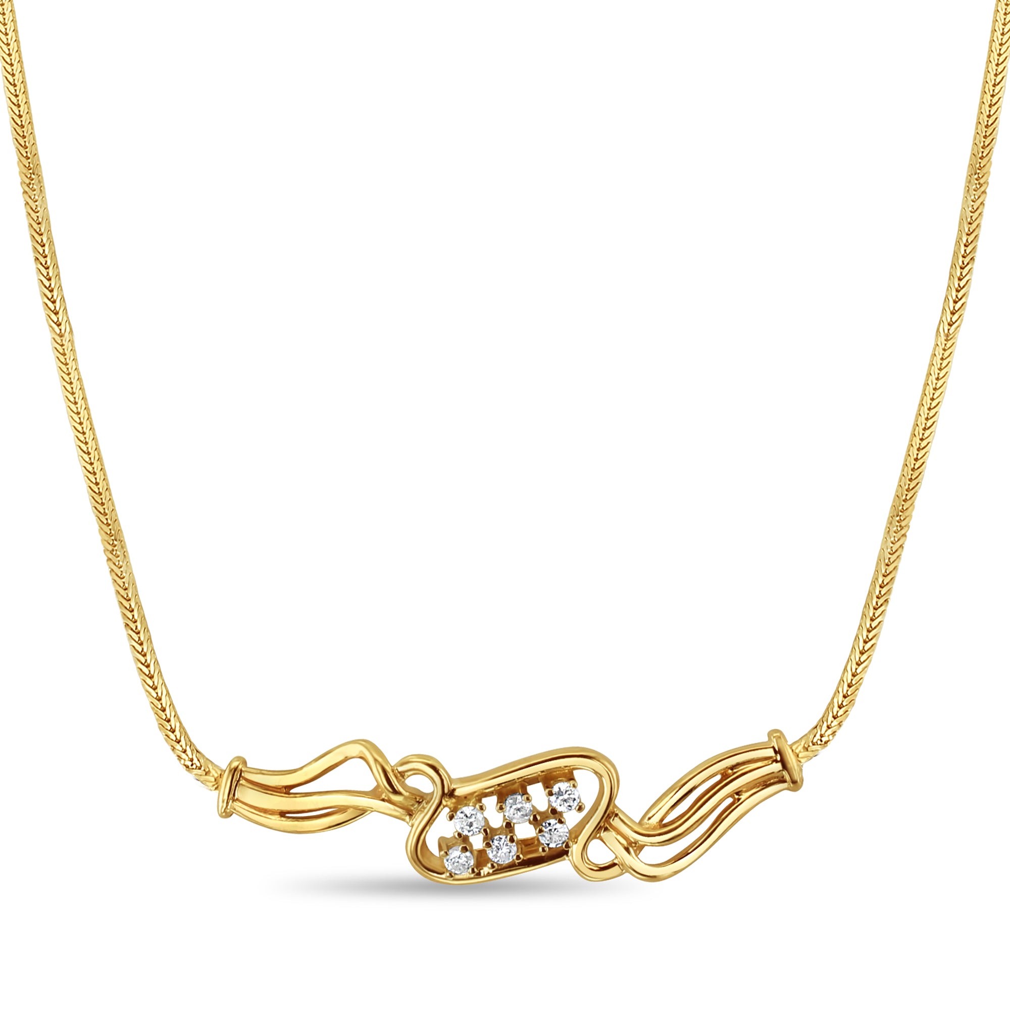 Vintage Diamond Necklace with Flat Fox Chain - Elegant Jewelry for Women, Perfect for Weddings, Parties & Special Occasions