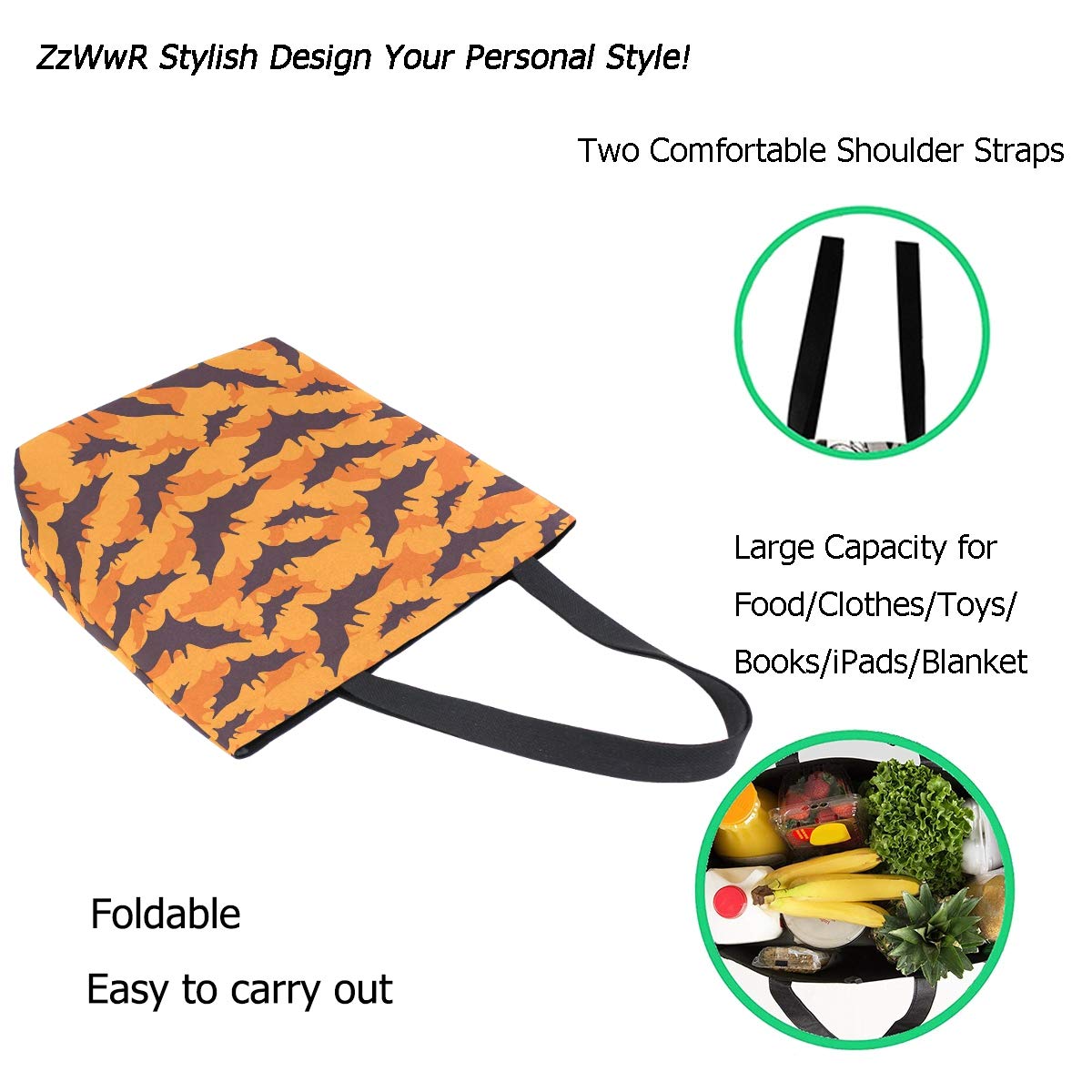 Stylish Printed Extra Large Tote Bag for Women - Durable Beach Travel, Gym & Grocery Shopping Reusable Shoulder Bag - Perfect for Weekends, Work & Daily Errands