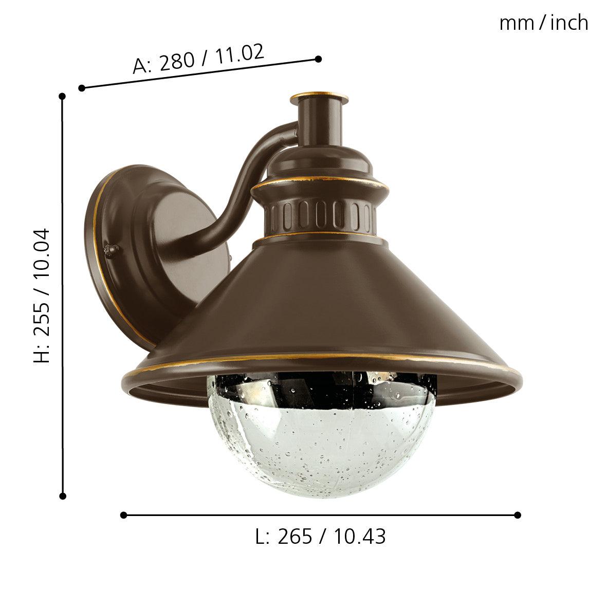 Eglo Albacete Brown Zinc IP44 Outdoor Wall Light - Weatherproof Exterior Lighting for Porch, Garden, and Patio
