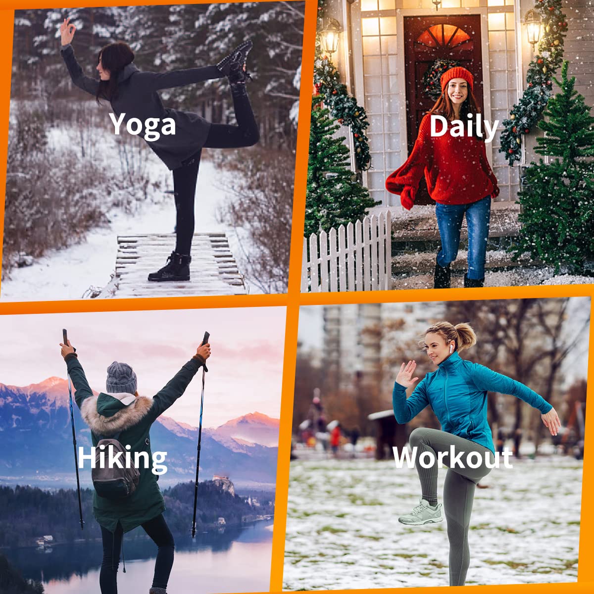 IUGA Women's Fleece Lined Thermal Leggings with Pockets - High Waisted Winter Yoga Pants for Workout, Running & Cold Weather Activities