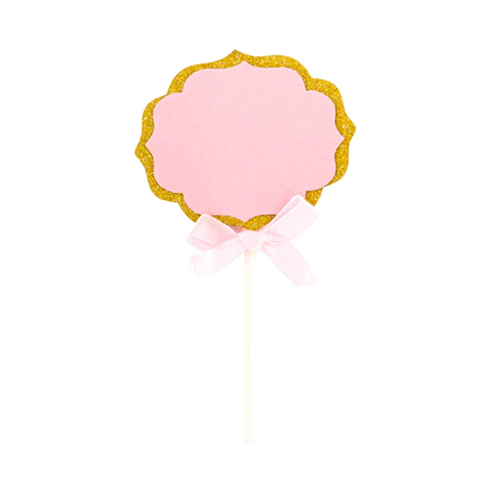 Pink & Gold Glitter Cake Toppers - 4.5