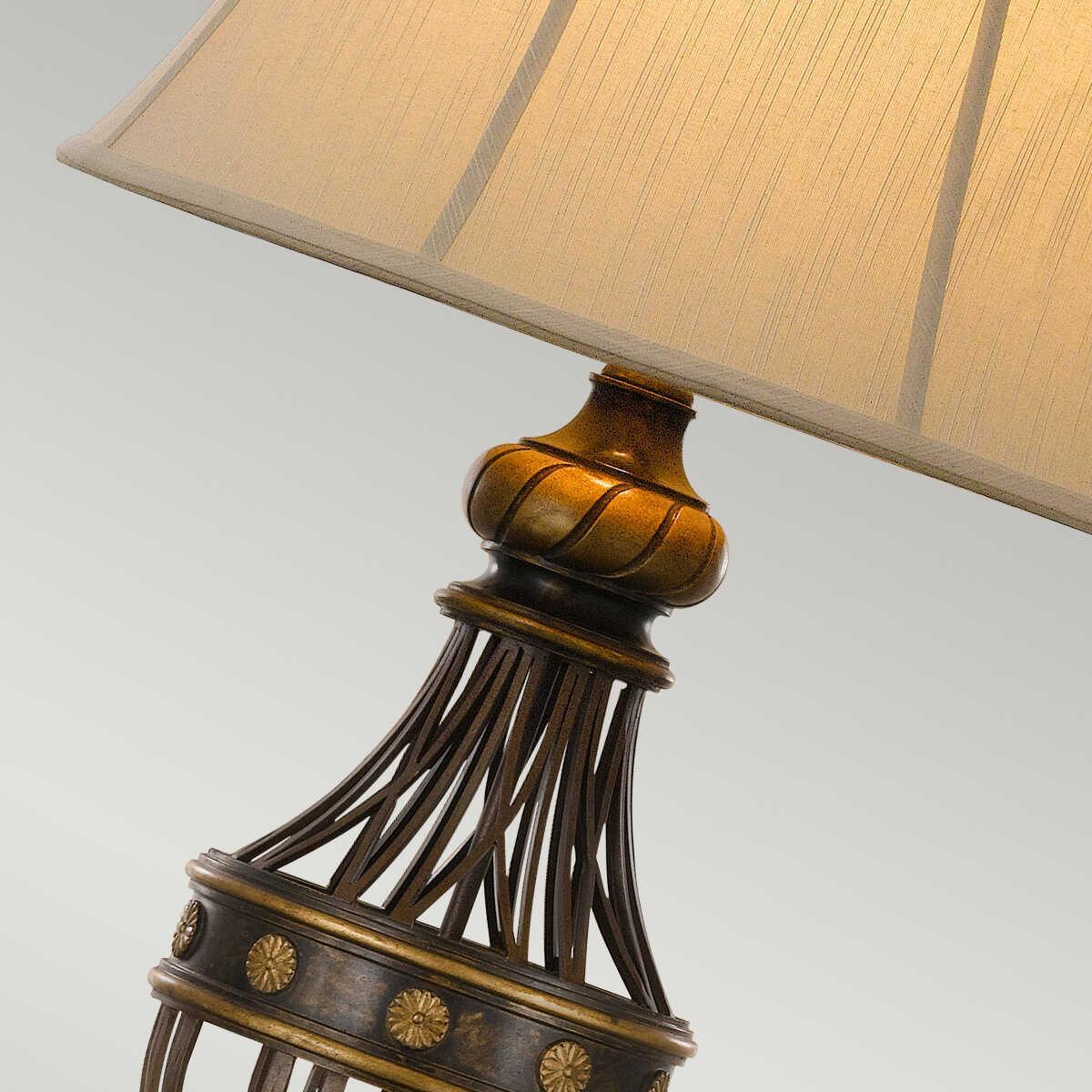 Feiss Augustine Bronze Table Lamp with Cream Shade - Elegant Home Office & Living Room Lighting Decor
