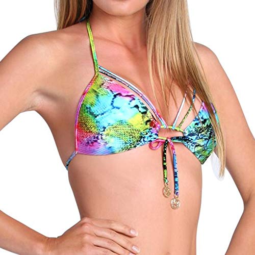 Luli Fama Women's Push Up Bandeau Bikini Top - Molded Support, Adjustable Angel Strings, Sea Salt Color | Perfect for Beach Vacations, Pool Parties & Summer Getaways