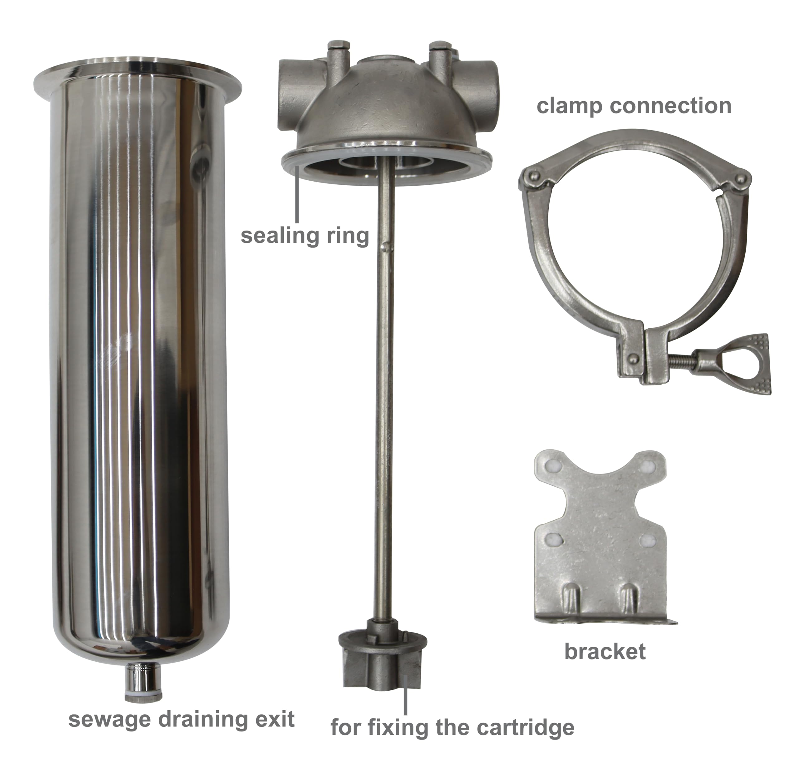 TECHTONGDA Stainless Steel Water Filter Housing - 3/4 Inch NPT for 10 Inch Filter Cartridge - 145 PSI Pressure Rating - Perfect for Home & Commercial Water Filtration Systems