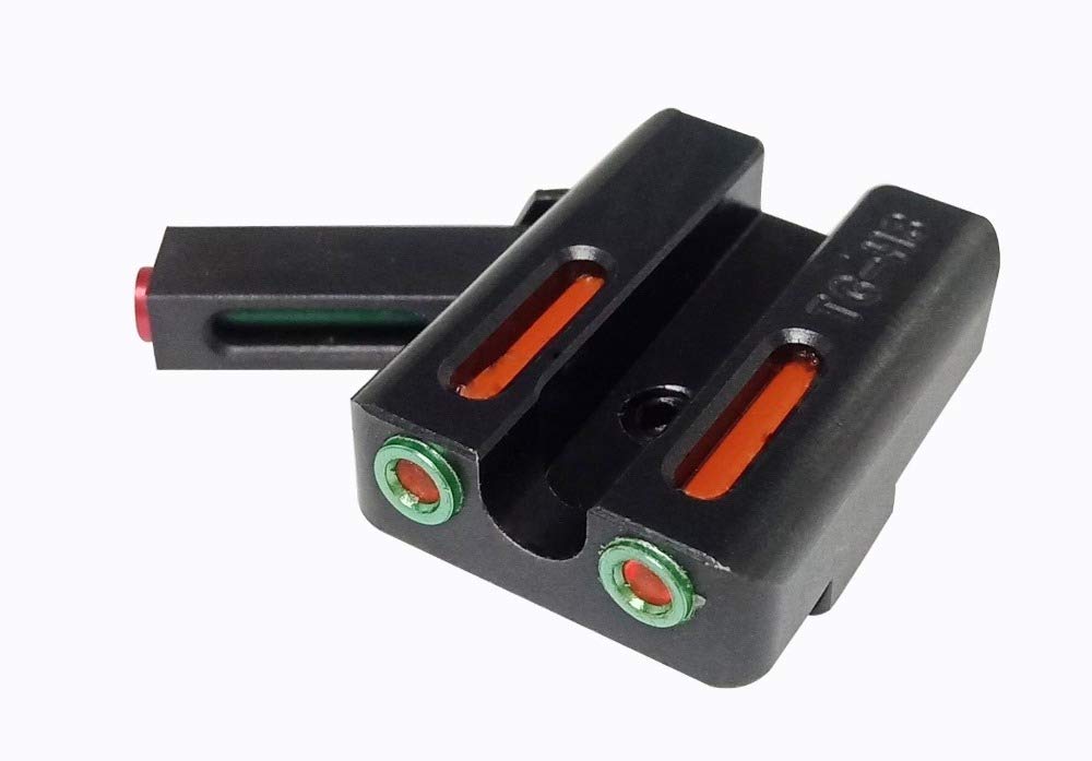 **High-Visibility Red & Green Fiber-Optic Sights for Glock Pistols – Front & Rear Handgun Sights – Perfect for Low Light & Tactical Shooting**