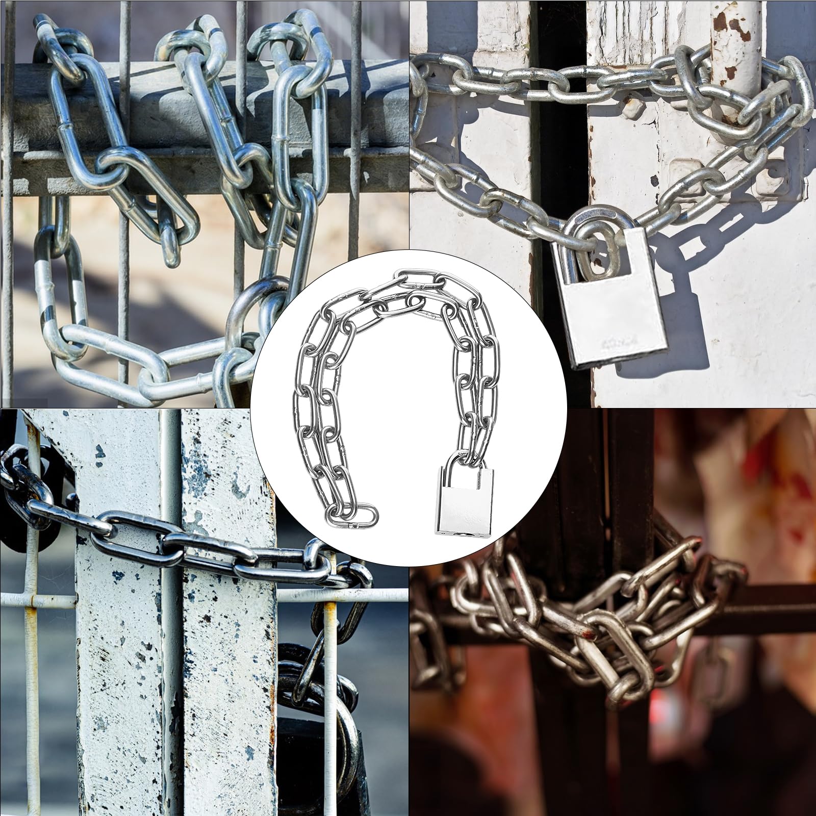 40 Inch 1 Meter Heavy Duty Bicycle Chain Lock - High Security Stainless Steel Motorcycle Lock with Anti-Cut Padlock & 2 Keys - Theft Proof for Bikes, Scooters, Garage Doors, Fences & Outdoor Security
