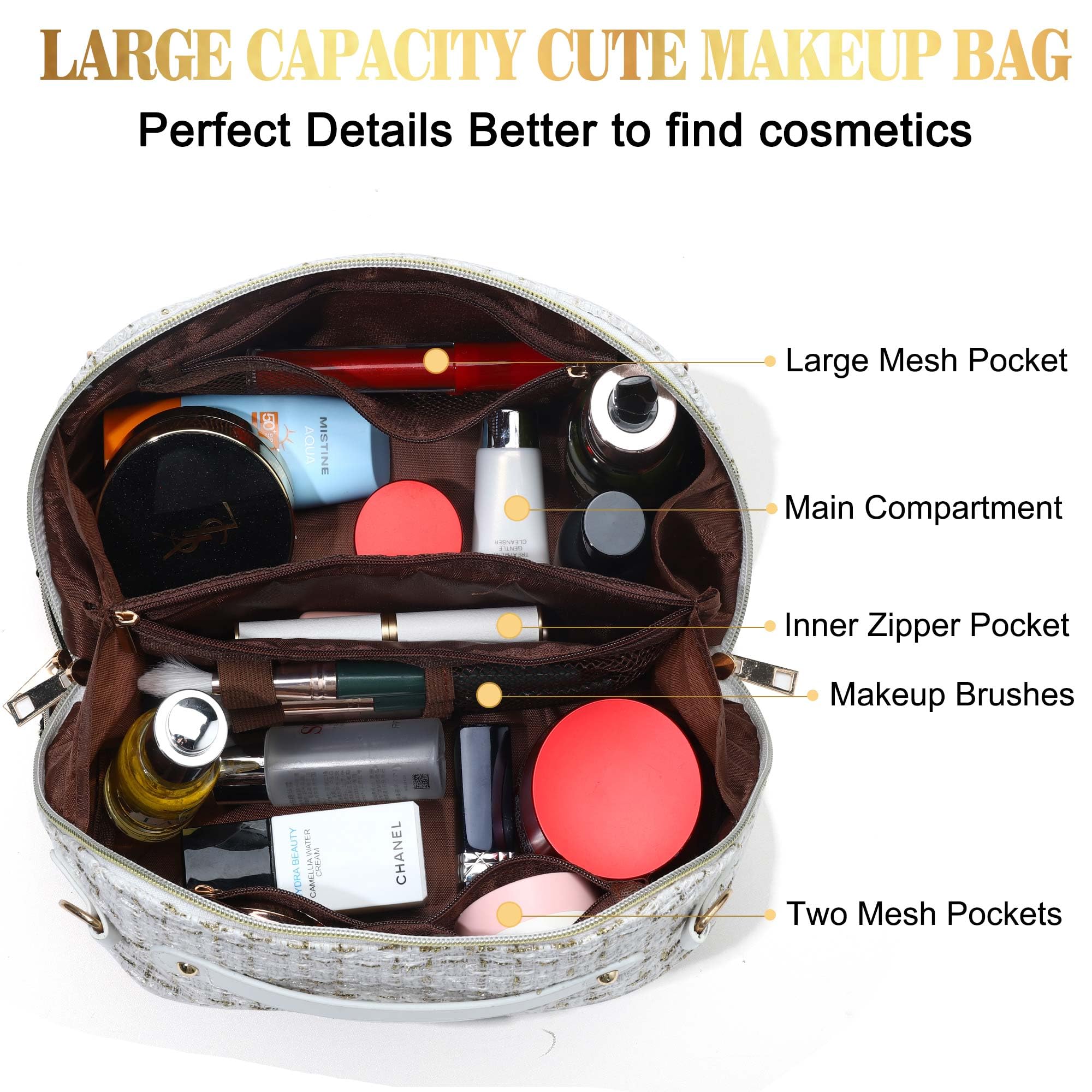 Personalized Initial Travel Makeup Bag for Women - Cute Toiletry Organizer with Monogram, Perfect Birthday Gift for Mom, Teens & Teachers | Ideal for Vacation, Business Trips & Daily Essentials Storage