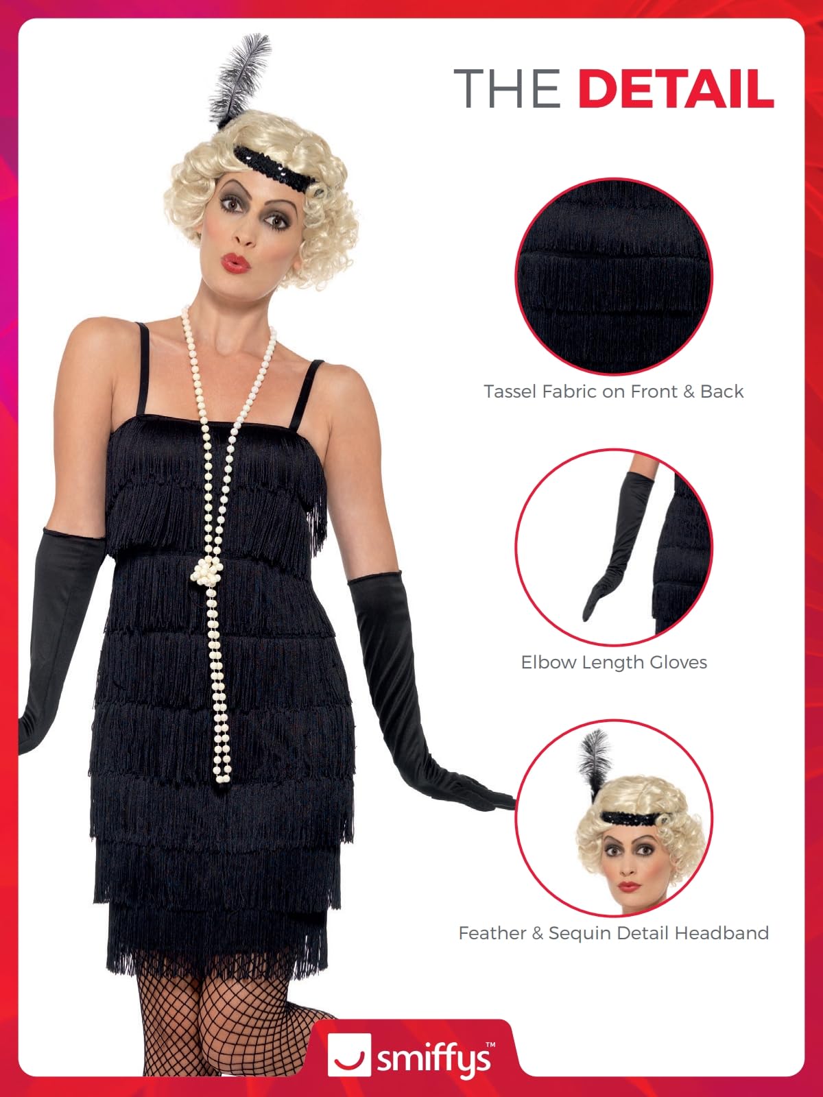 Smiffys Men's 1920s Flapper Costume - Black Vintage Gatsby Party Outfit for Halloween, Themed Parties & Dress-Up Events