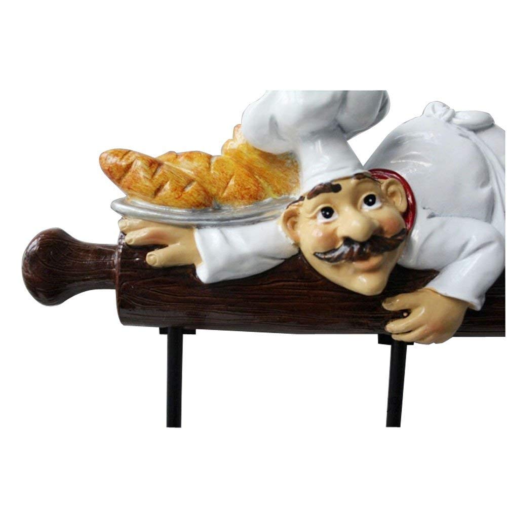 Adorable Bakery Decor Chef Bread Figurine Wall Hooks - Kitchen Organizer for Oven Mitts, Hats, Aprons & Coats - Perfect for Home, Restaurant & Cafe Decor