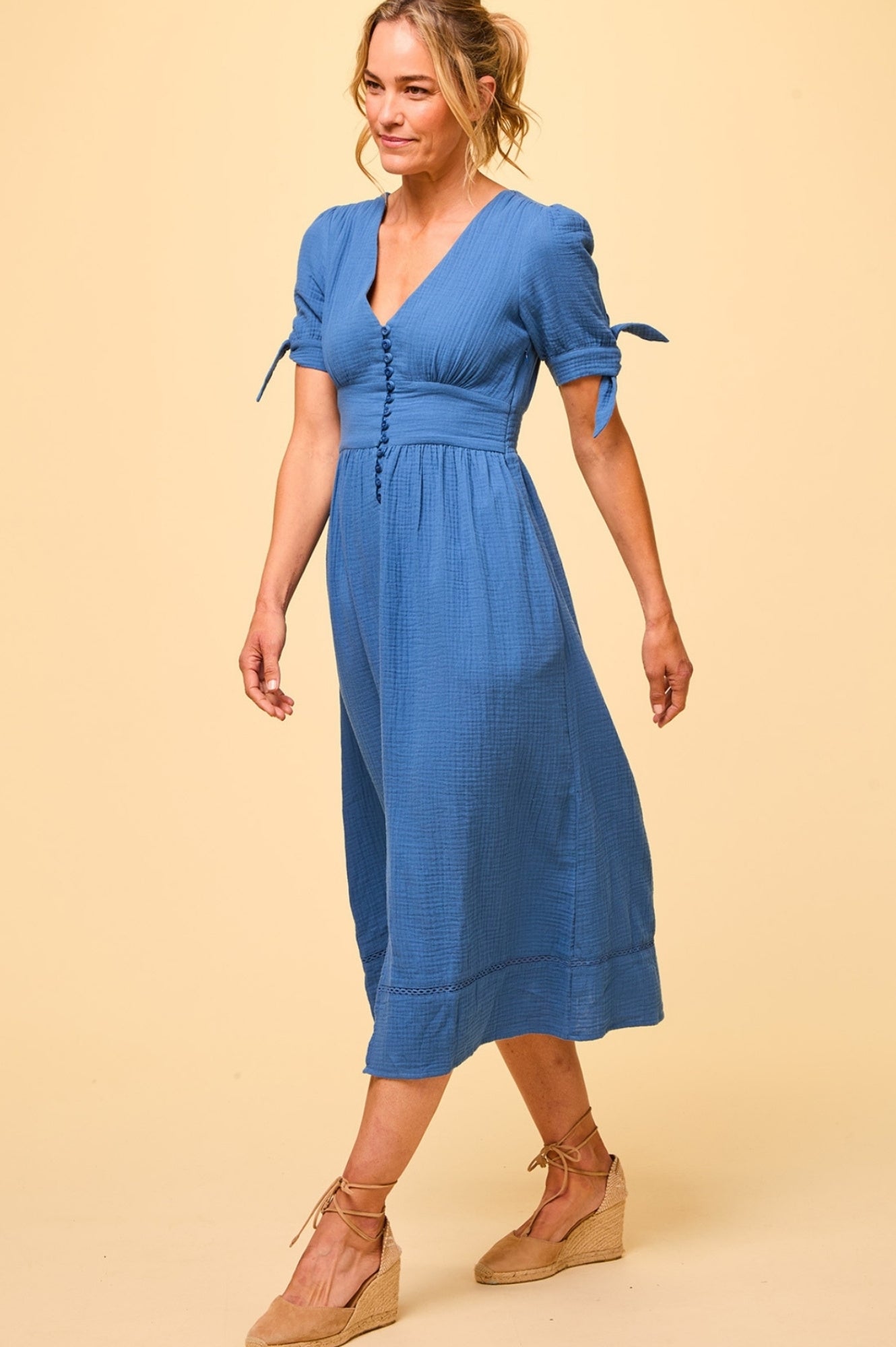 Olga Cheesecloth Dress for Women | Marina Blue Flowy Summer Dress | Perfect for Beach, Vacation, and Casual Outings