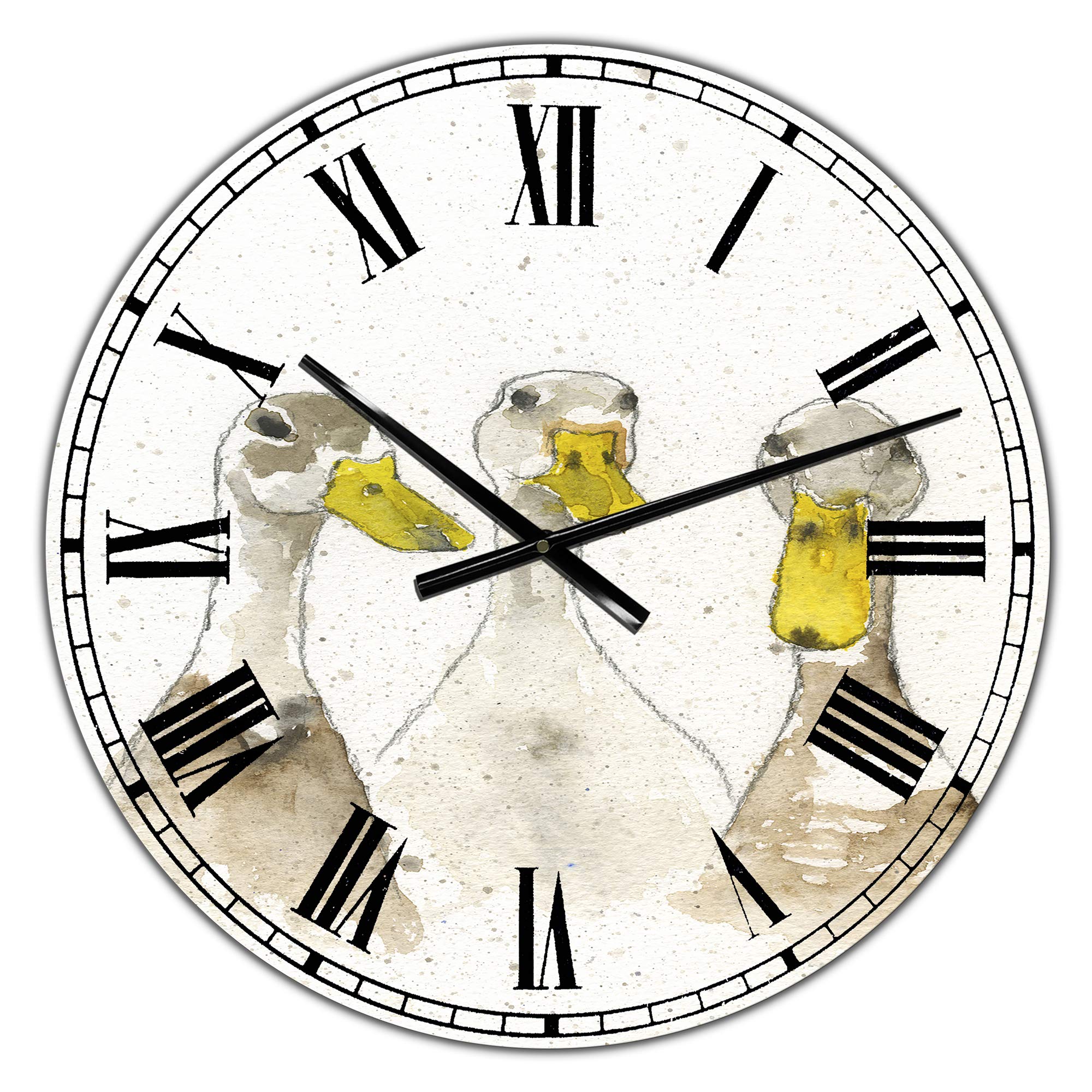 Farmhouse Wall Clock with Three White Ducks Design - Large Rustic Kitchen Decor for Home, Office, or Cottage - Perfect for Country Style, Farmhouse, and Vintage Themed Spaces
