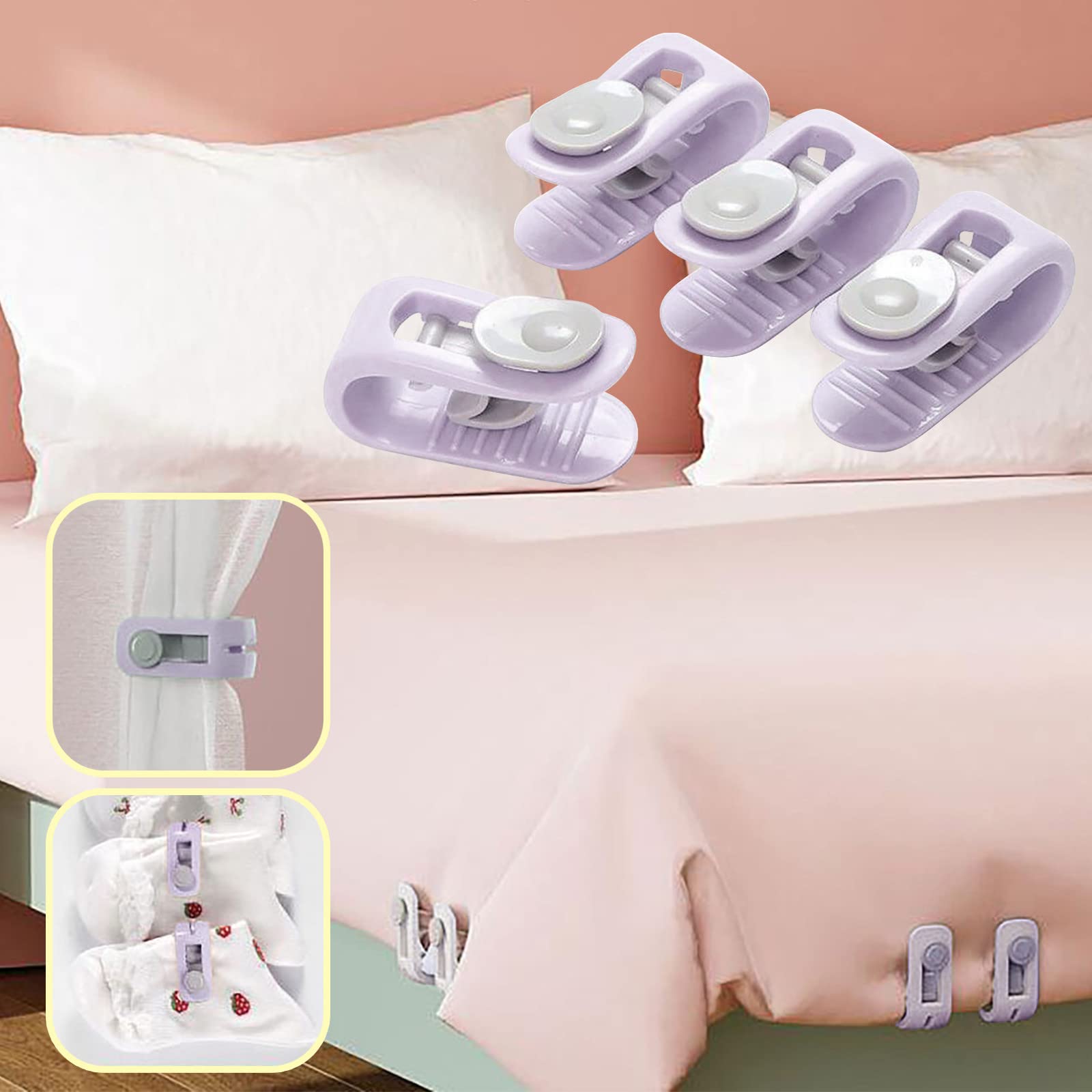 Needle-Free Quilt Retainer Buckle - 4PCS Sheet Fixing Clips for Secure Bedding | No-Sew Quilt Fasteners for DIY, Crafting & Home Decor