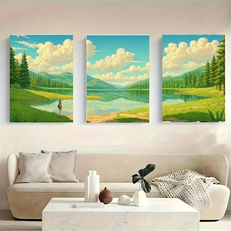 3-Piece Majestic Metal Wall Art Print - Ready to Hang Peaceful Landscape Decor for Living Room, Bedroom & Office | Modern Home & Office Wall Decor