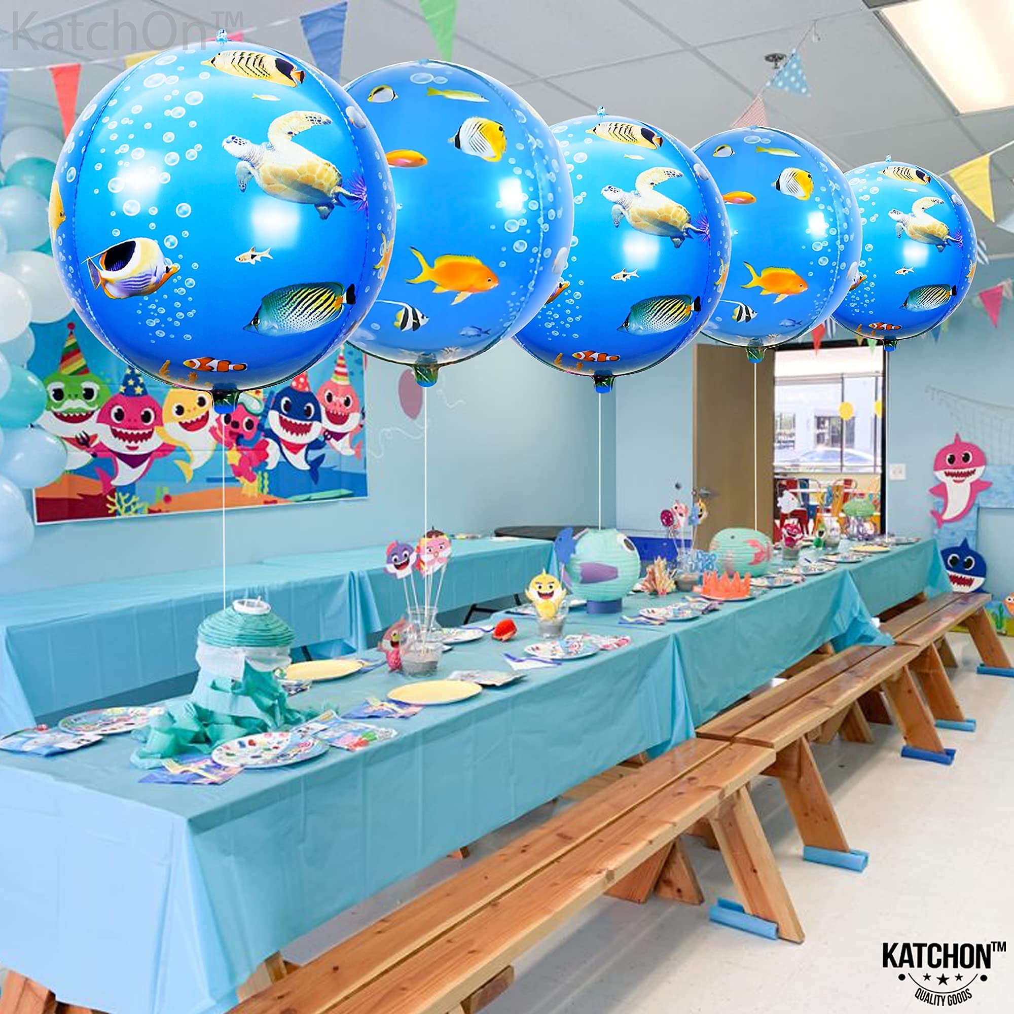 KatchOn 22 Inch Sea Turtle Balloons - Pack of 6 | 4D Underwater Ocean Theme Party Decorations | Perfect for Birthday Parties, Baby Showers & Beach Themed Events