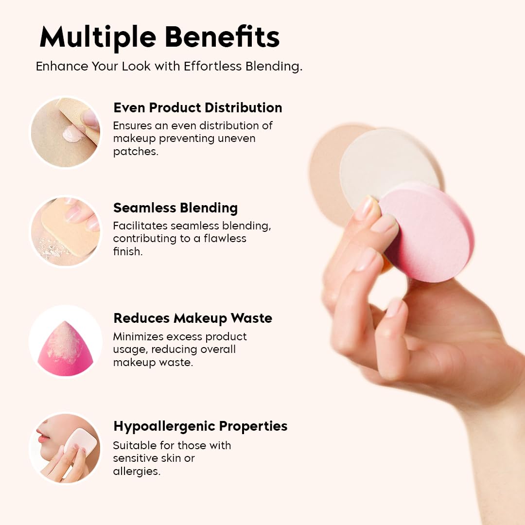 6-Piece Multibrite Beauty Blender Sponge Set - Flawless Liquid Foundation, Cream & Powder Makeup Applicator - Wet & Dry Cosmetic Sponge for Women & Girls (Multicolor) | Perfect for Daily Makeup, Contouring & Professional Beauty Application