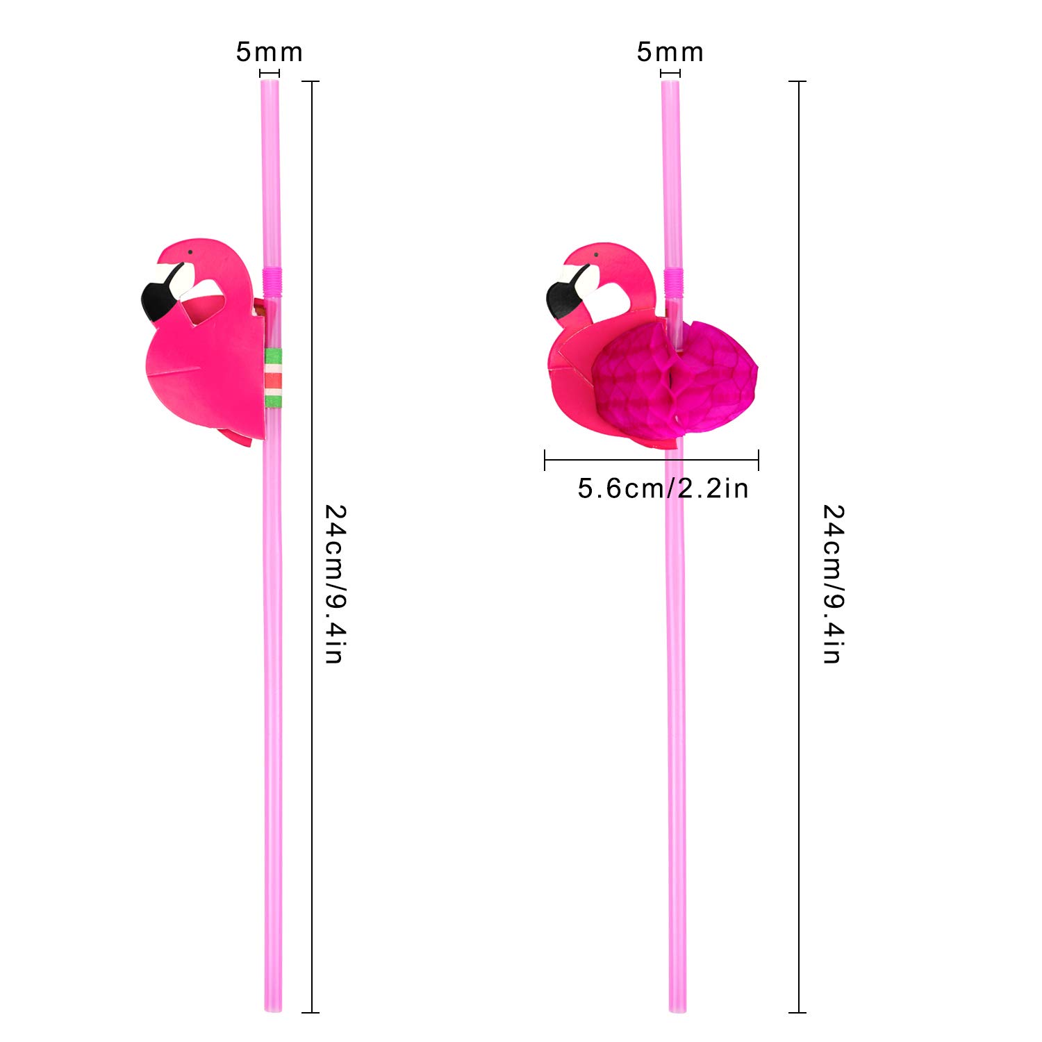 50 Pcs Flamingo Straws - Bendable Cocktail Drinking Straws for Bachelorette Party, Pool Party, Birthday & Wedding Decor - Rose Gold Flamingo Themed Tableware & Drink Accessories - Perfect for Tropical Themed Events, Summer Gatherings & Girls' Night Out