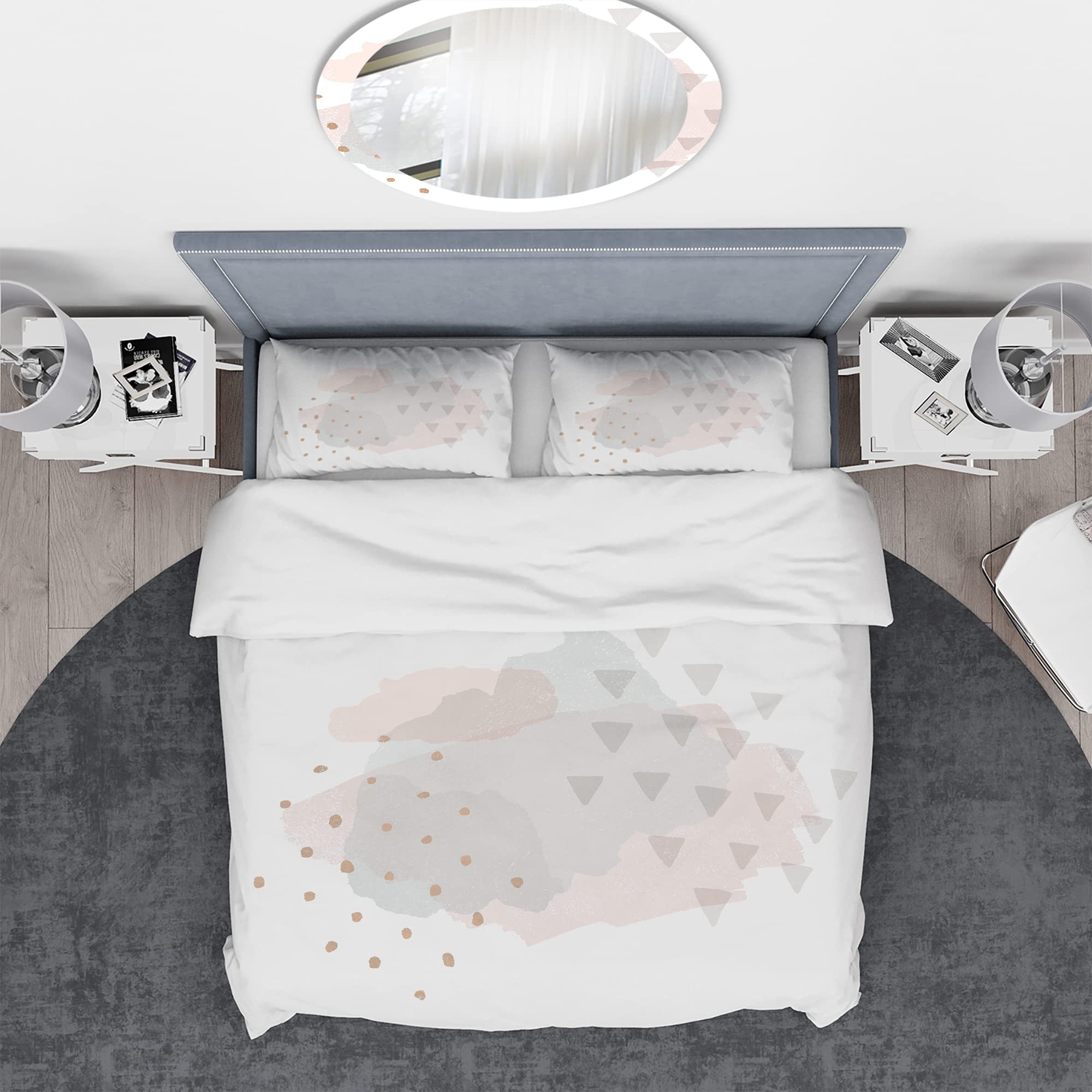 Minimalist Grey Watercolor Duvet Cover Set King - Shabby Chic Bedding for All Seasons