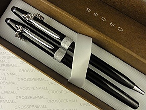 Pearlescent Black Lacquer & Glittering Pavé Rolling Ball Pen Set - Elegant Ballpoint Pens for Him & Her, Perfect Gift for Anniversaries, Weddings & Special Occasions