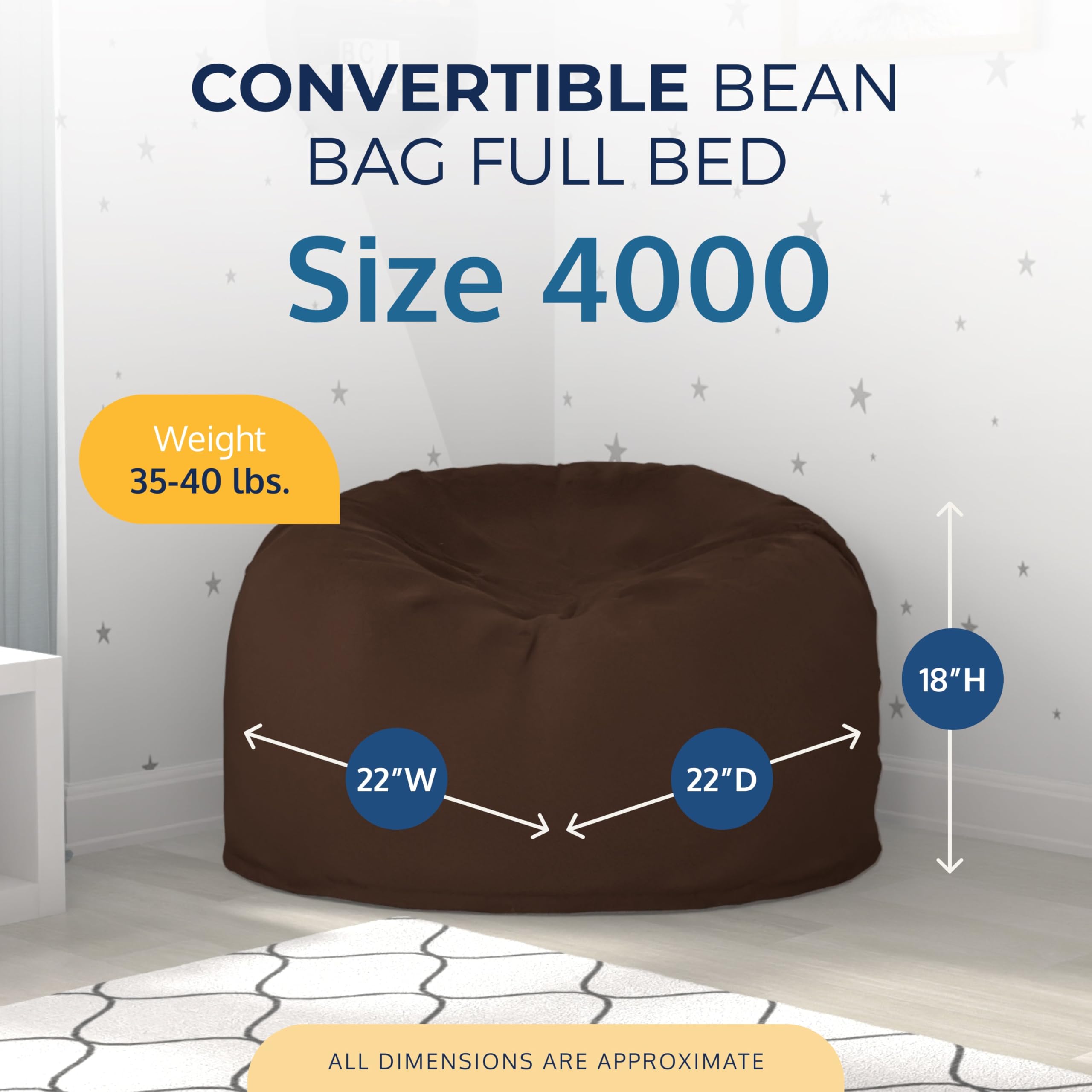 ULTIMATE SACK Convertible Bean Bag Chair - 3-in-1 Cozy Sleeper, Sofa Bed & Futon Alternative | Comfortable & Stylish Furniture for Living Room, Bedroom, Dorm, Guest Room | Perfect for Lounging, Napping & Small Space Living