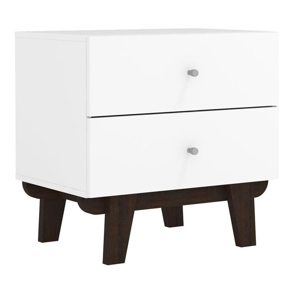 Hillsdale Kincaid 2-Drawer Modern Wood Nightstand in Matte White - Stylish Bedside Table for Bedroom, Living Room & Office - Perfect for Storage & Décor