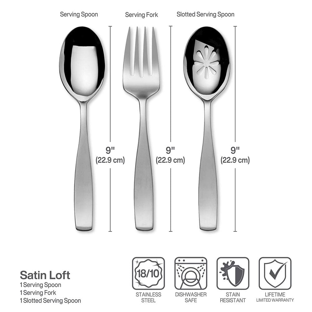 75-Piece Satin Loft Flatware Set - Service for 12 - Premium Stainless Steel Cutlery Set for Formal Dining, Dinner Parties & Holiday Entertaining