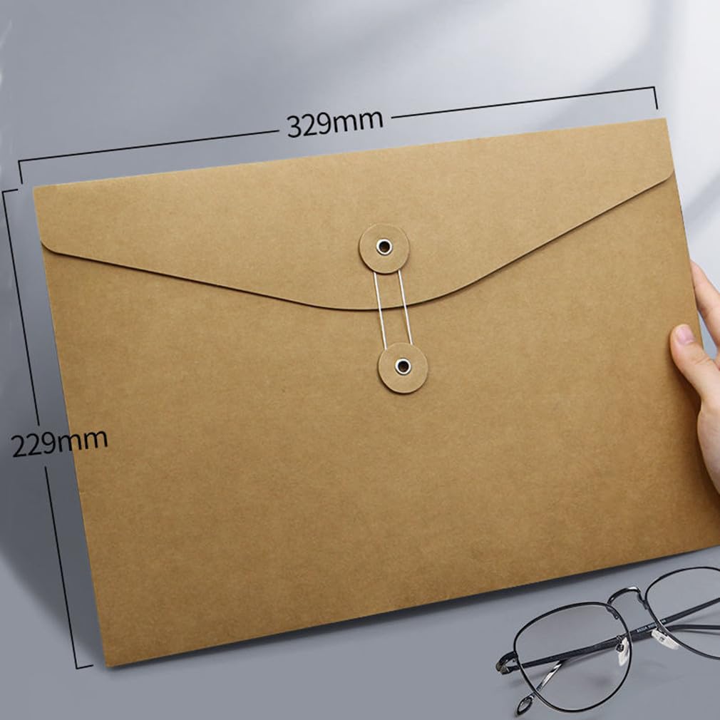 10-Pack A4 String Envelope File Folders - Kraft Paper Document Organizer for Contracts, Bills & Reports | Office & School Supplies | Perfect for Project Management, Paperwork Organization & Filing Systems