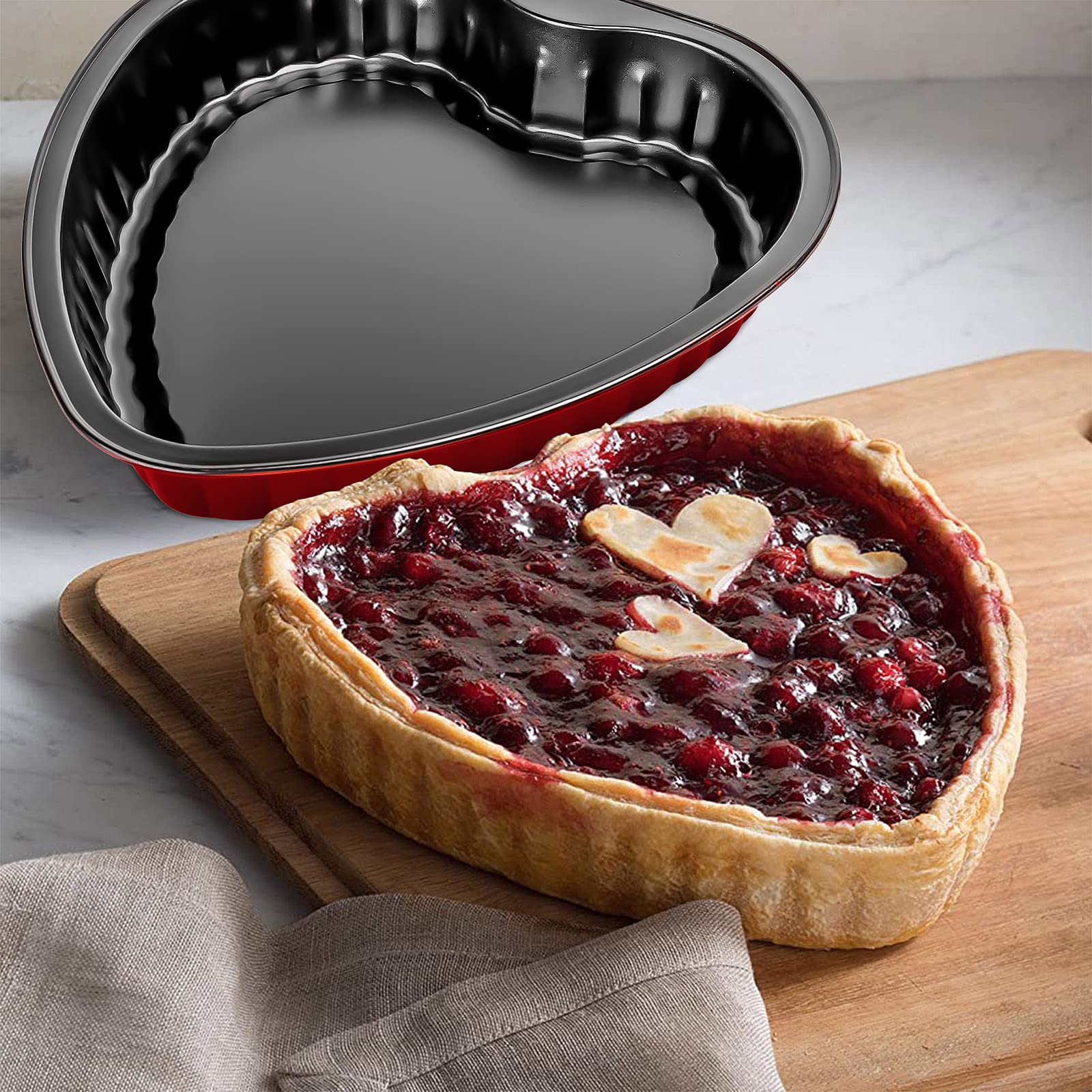 9 Inch Heart Shaped Cake Pans, 2 Pack Non-Stick Heart Cake Tins for Valentine's Day, Anniversary & Wedding Baking - Perfect for Romantic Desserts, Cupcakes & Special Occasion Cakes