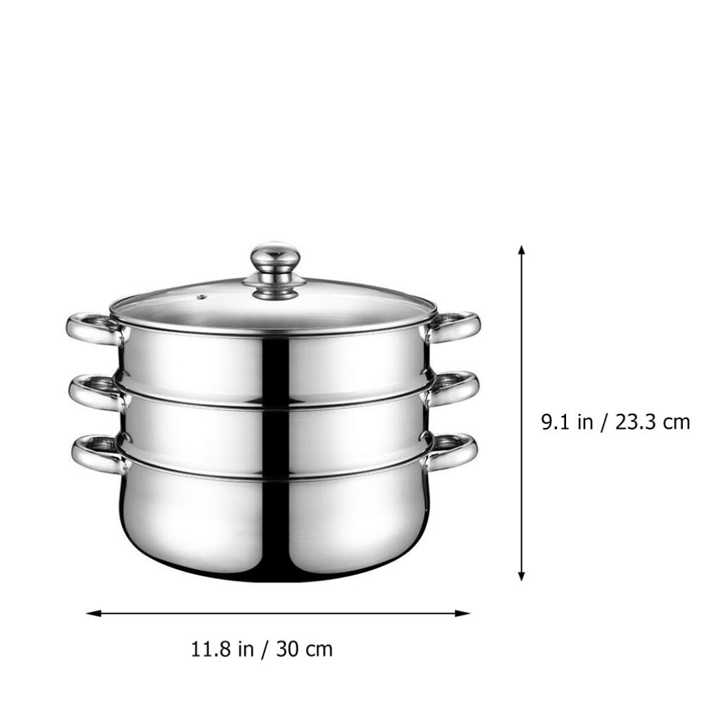 Premium Stainless Steel Soup Pot with Steamer - 5QT Multi-Function Stock Pot for Cooking, Steaming & Soup Making - Ideal for Home Kitchen, Restaurants & Meal Prep