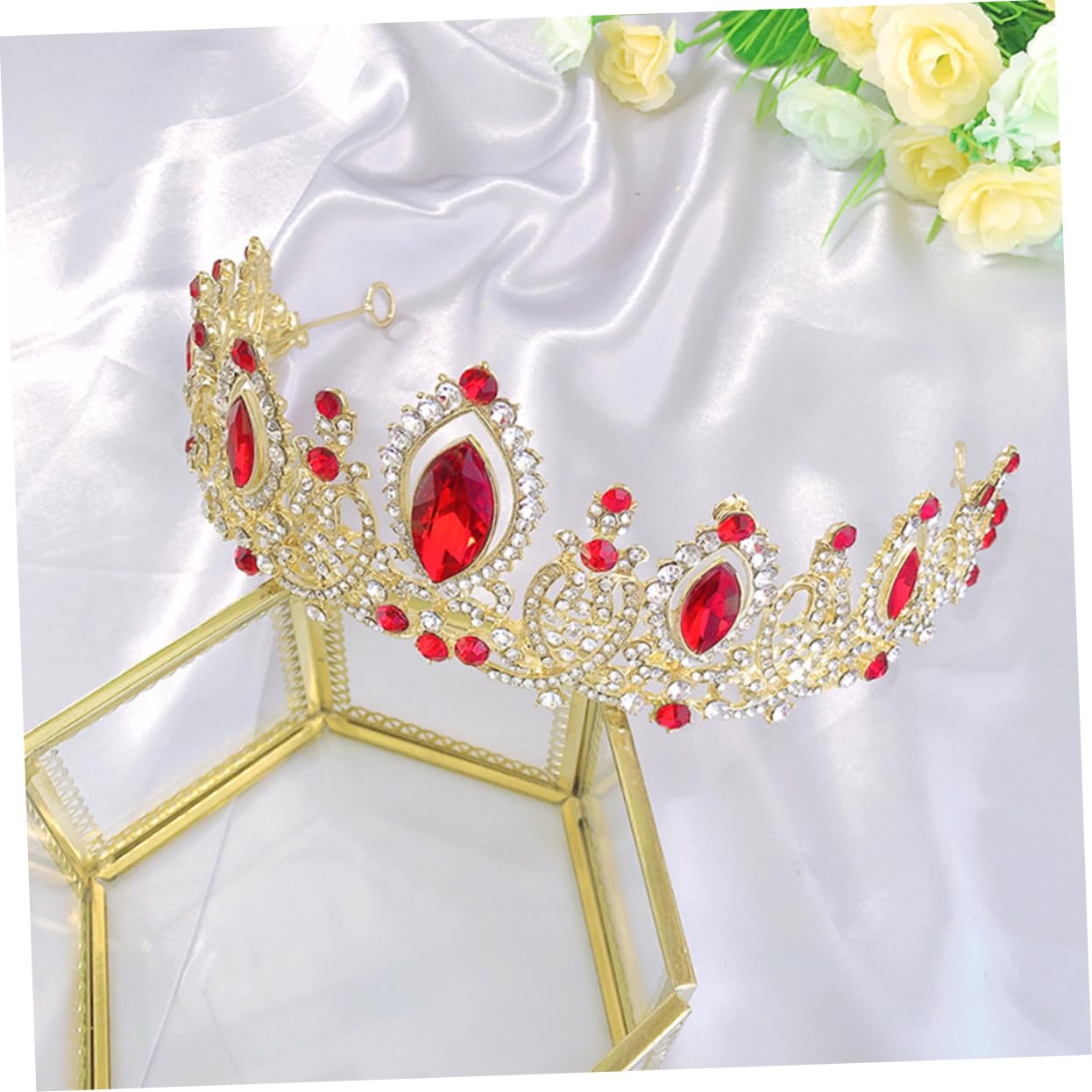 2 Pcs Crystal Crown Princess Tiara Headband - Rhinestone Bridal Wedding Headpiece for Cosplay, Prom, Photo Shoots & Special Occasions | Elegant Bride Accessories for Weddings, Parties & Pageants