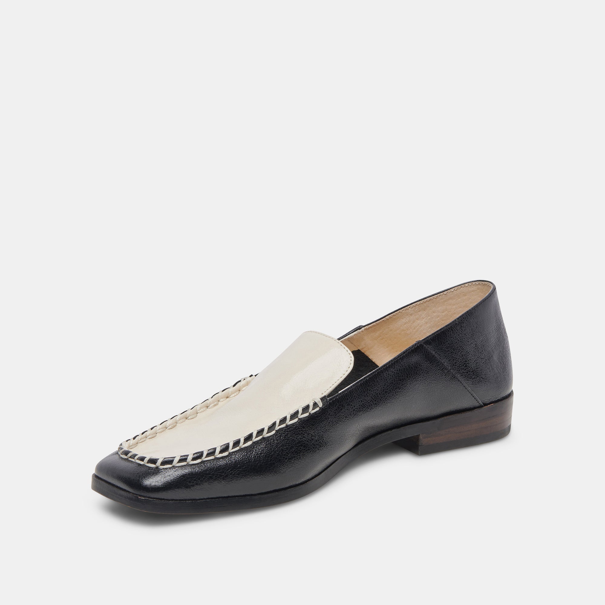 BENY Wide Flats for Women - White & Black Crinkle Patent Leather Comfortable Slip-On Shoes for Work, Office, and Casual Wear | Fashionable & Versatile Footwear for Everyday Use